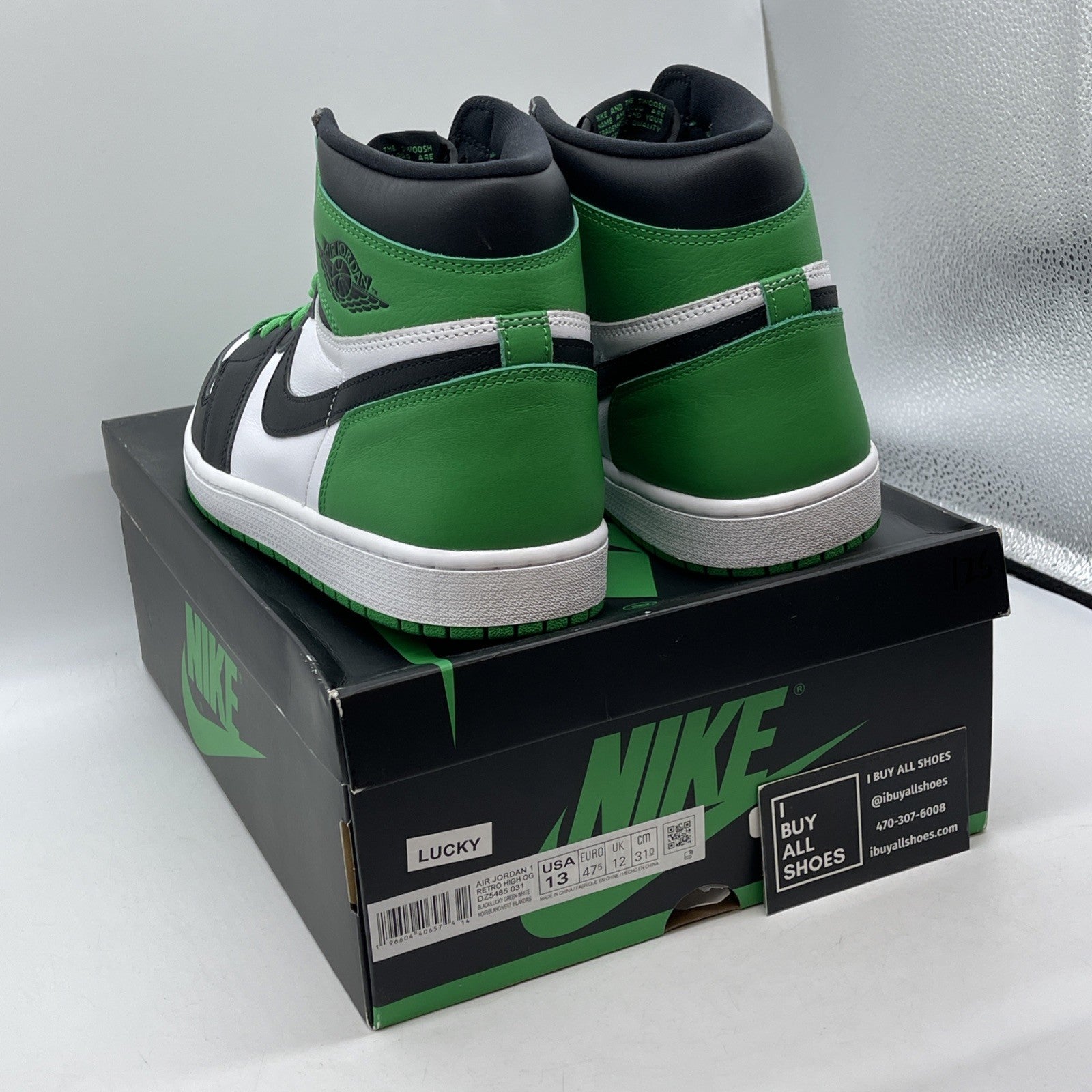 Size 13 - Air Jordan 1 Retro OG High Lucky Green Black Leather (DZ5485-031)