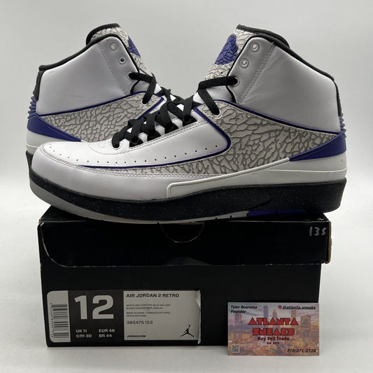 Size 12 - Air Jordan 2 Retro Concord Black White Leather (385475-153)