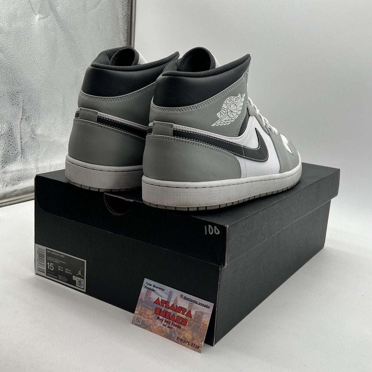 Size 15 - Jordan 1 Mid Light Smoke Grey (554724-078)