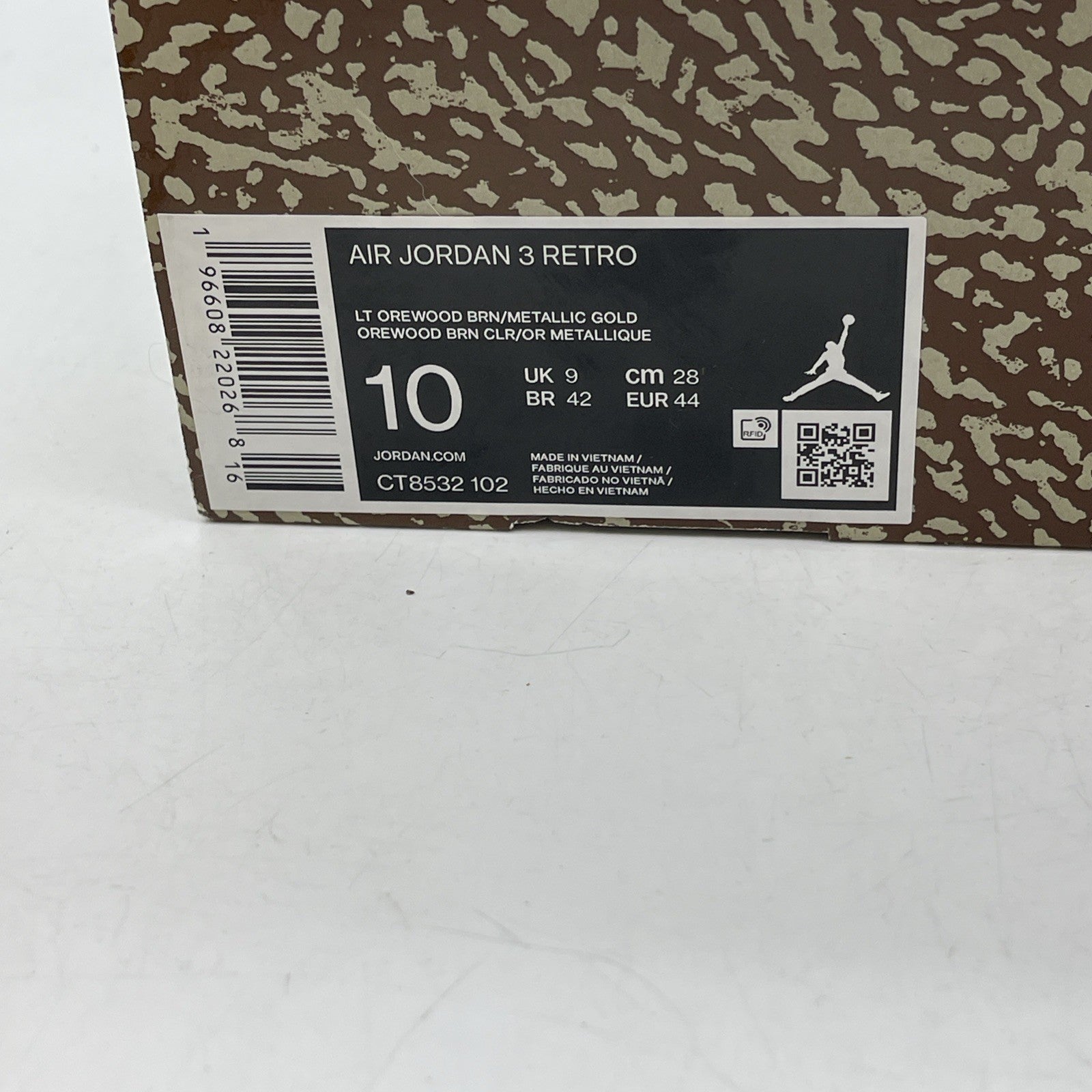 Size 10 - Jordan 3 Retro Low Palomino Brown Suede (CT9542-102)