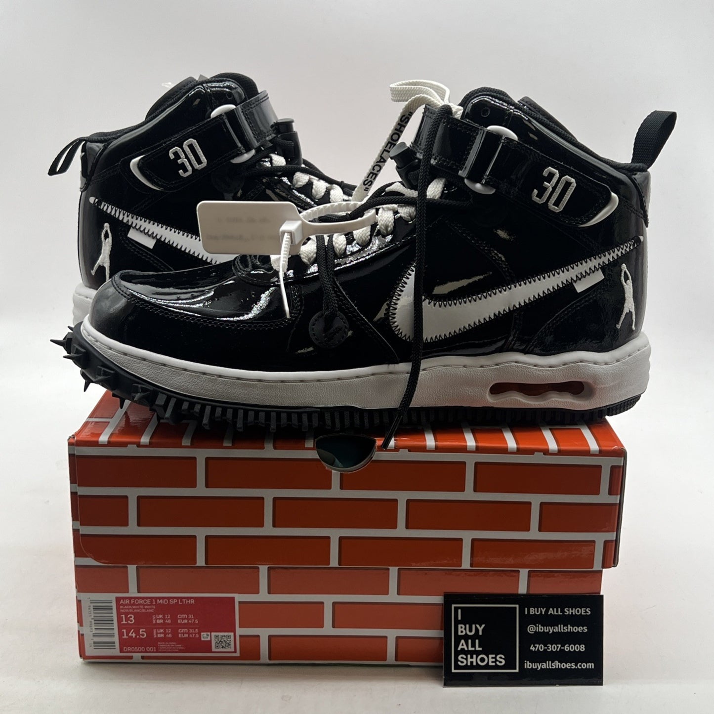 Size 13 - Nike Off-White x Air Force 1 SP Leather Mid Sheed (DR0500-001)