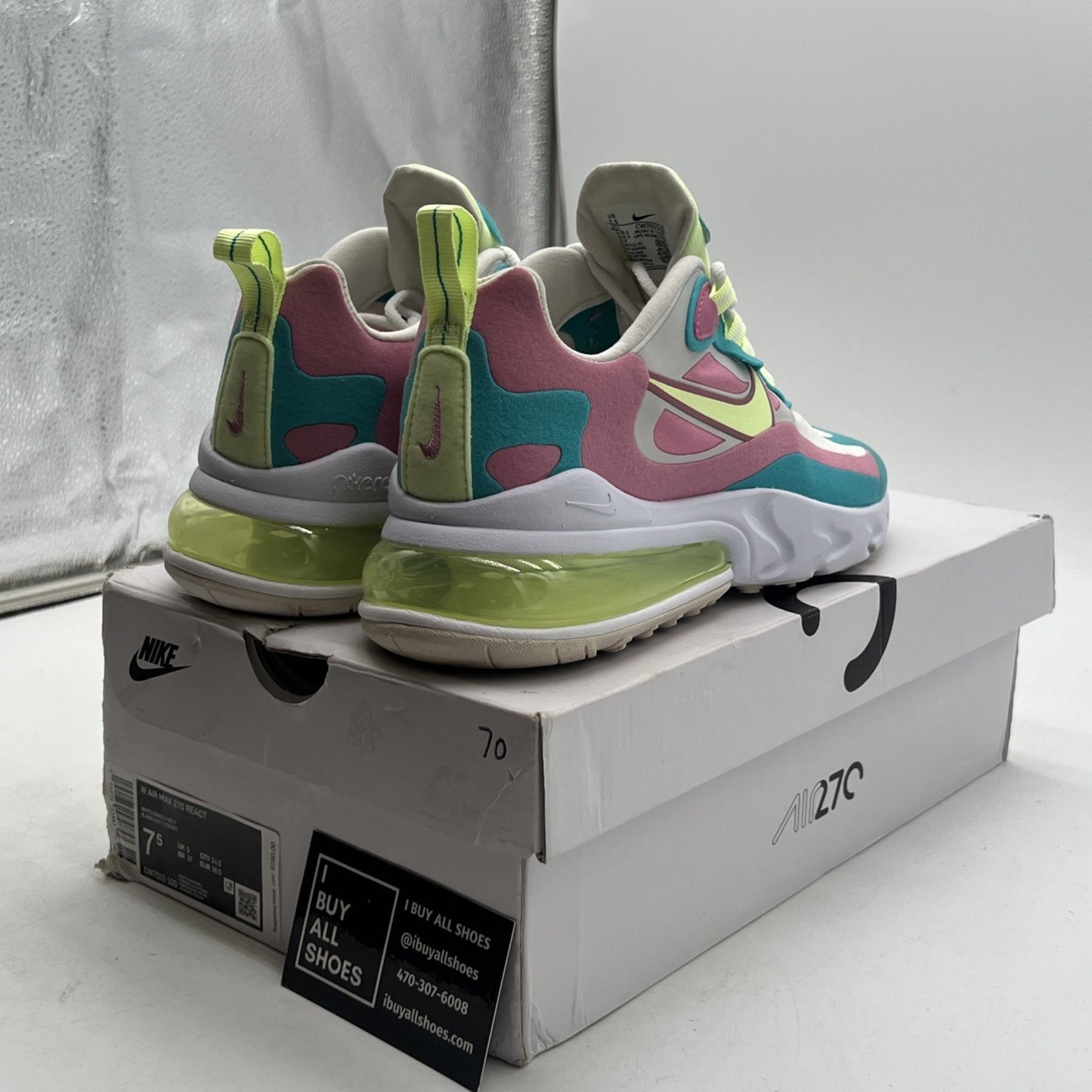Size 7.5 - Nike Air Max 270 React Pastel W (CW7015-100)