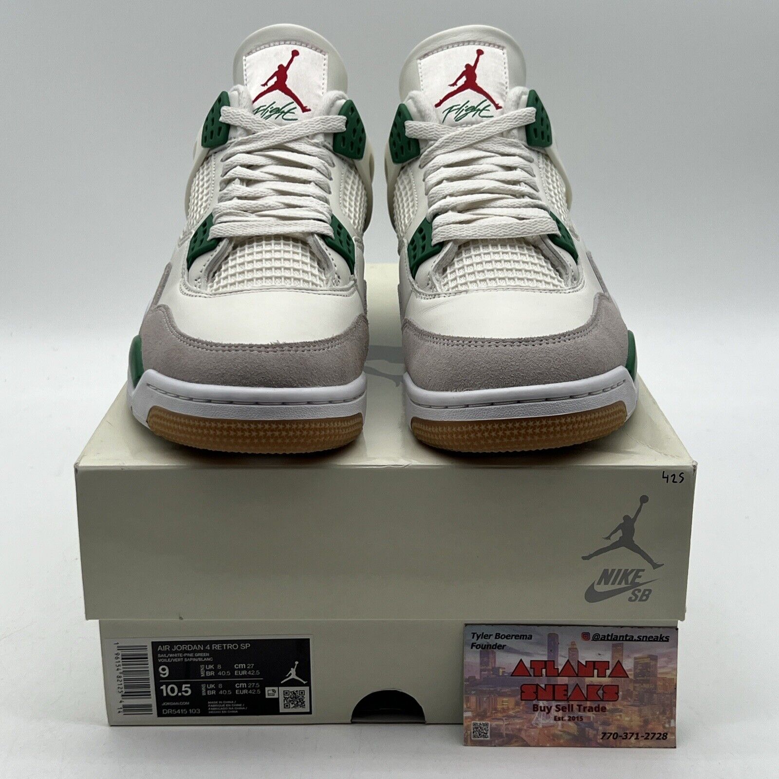 Size 9 - Jordan 4 Retro SP x Nike SB Mid Pine Green White Leather (DR5415-103)