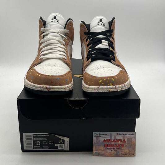 Size 10 - Air Jordan 1 SE Mid Brushstroke Paint Splatter (DA8005-100)