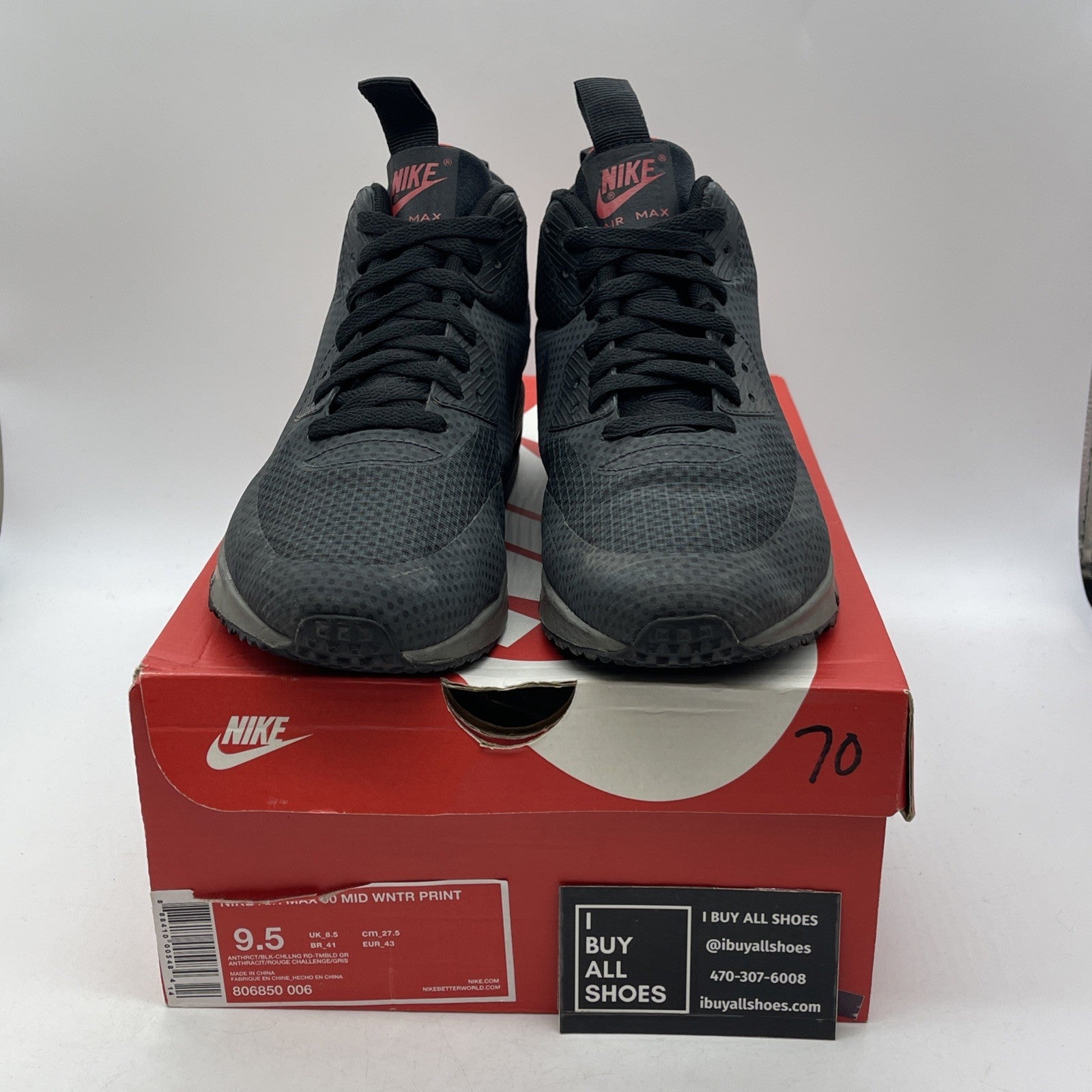 Size 9.5 - Nike Air Max 90 Winter Mid Anthracite (806850-006)