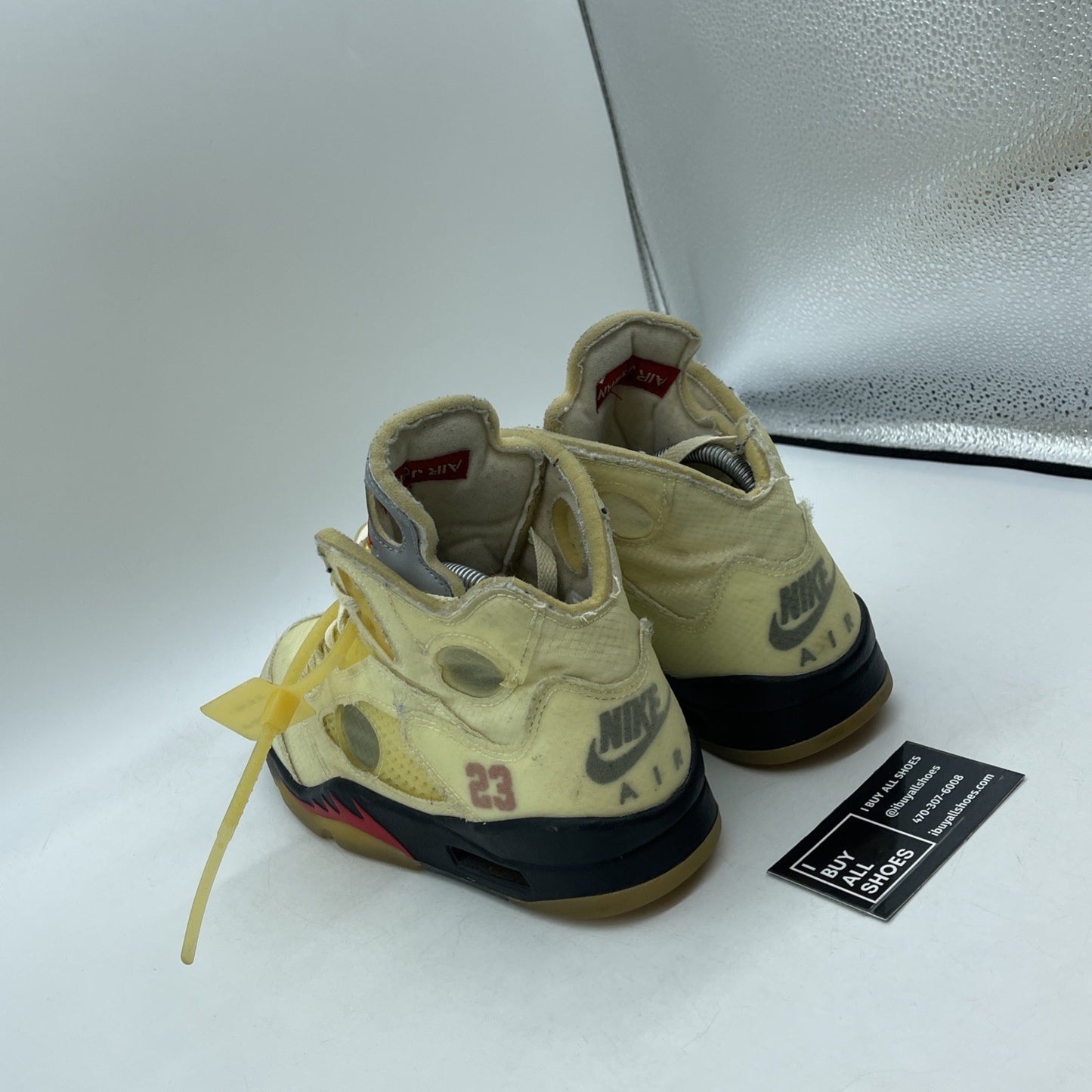Size 7.5 - Jordan 5 SP x Off-White Mid Sail Red Black Leather (DH8565-100)