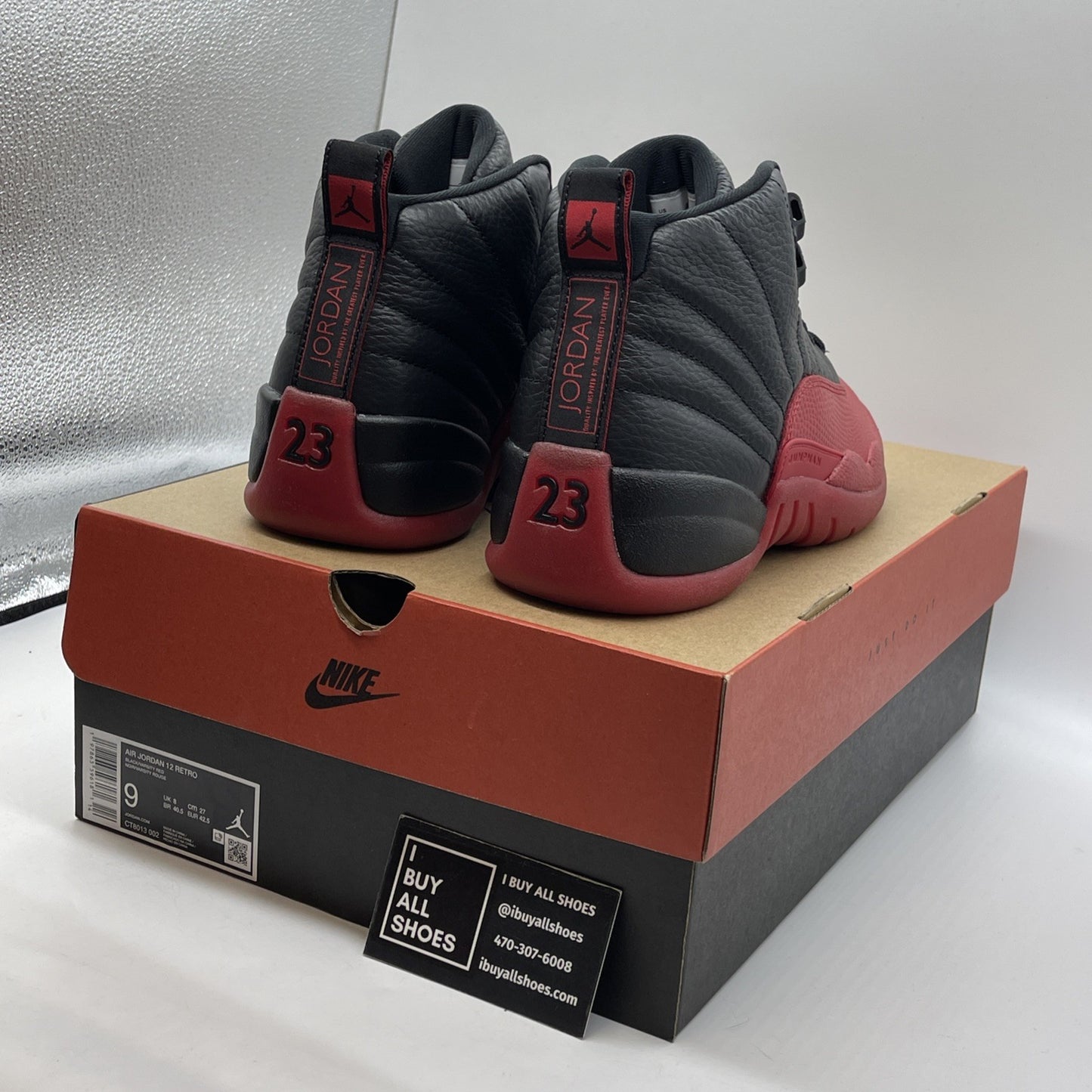 Size 9 - Air Jordan 12 Retro 2025 Flu Game Black Red Leather (CT8013-002)