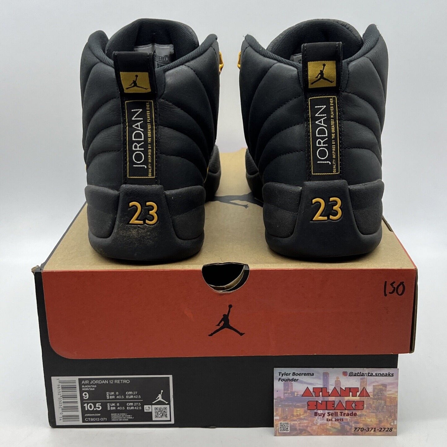 Size 9 - Jordan 12 Retro Mid Black Taxi Yellow Leather (CT8013-071)