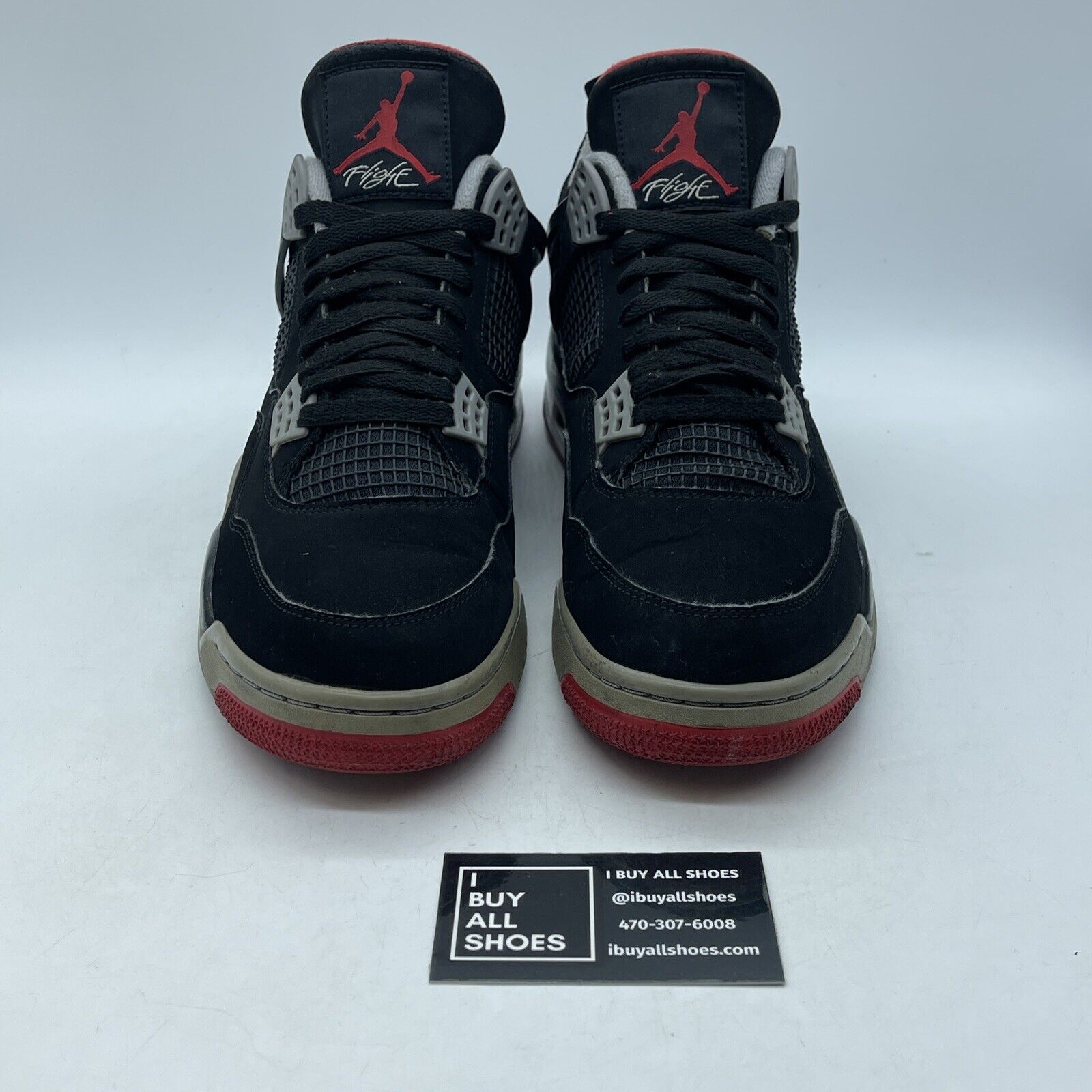Size 12 - Jordan 4 Retro OG Mid Bred Black Grey Red Suede Rubber (308497–060)