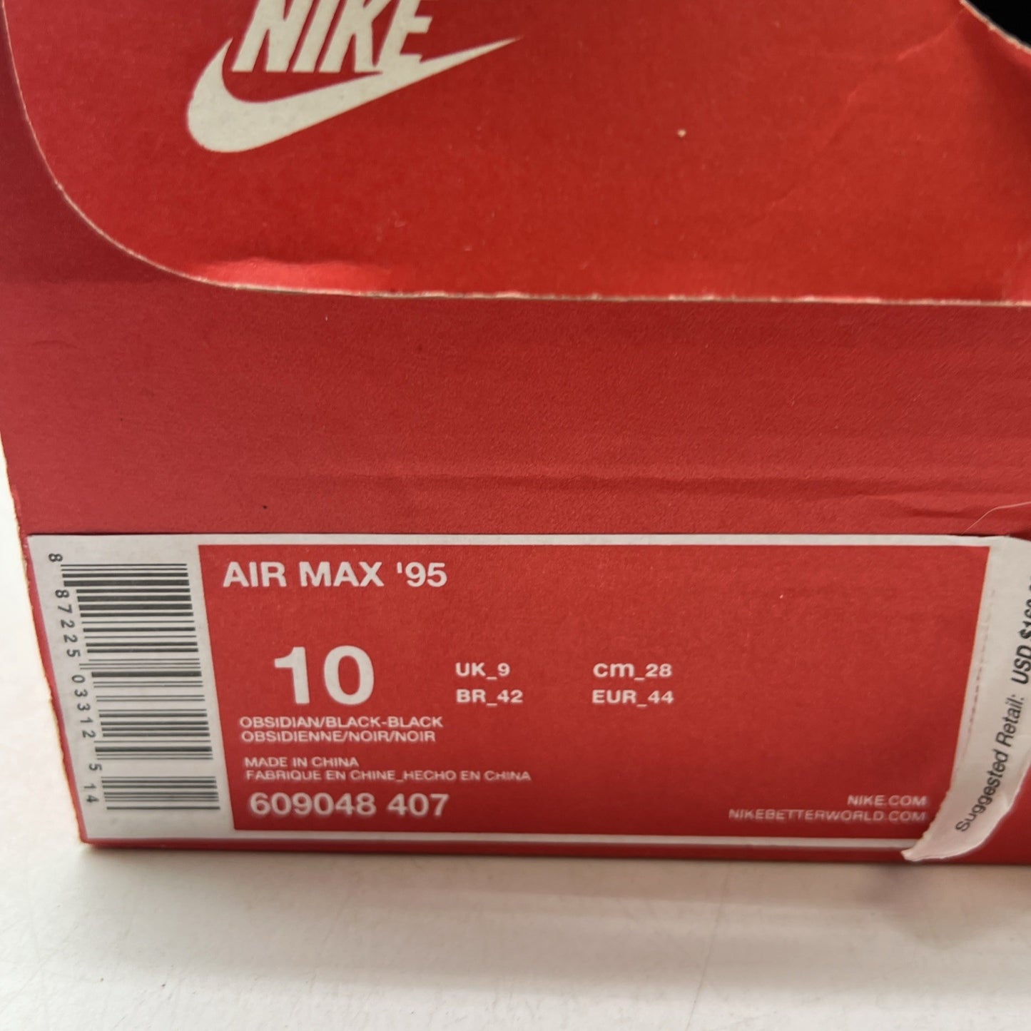 Size 10 - Nike Air Max 95 Obsidian Black (609048-407)