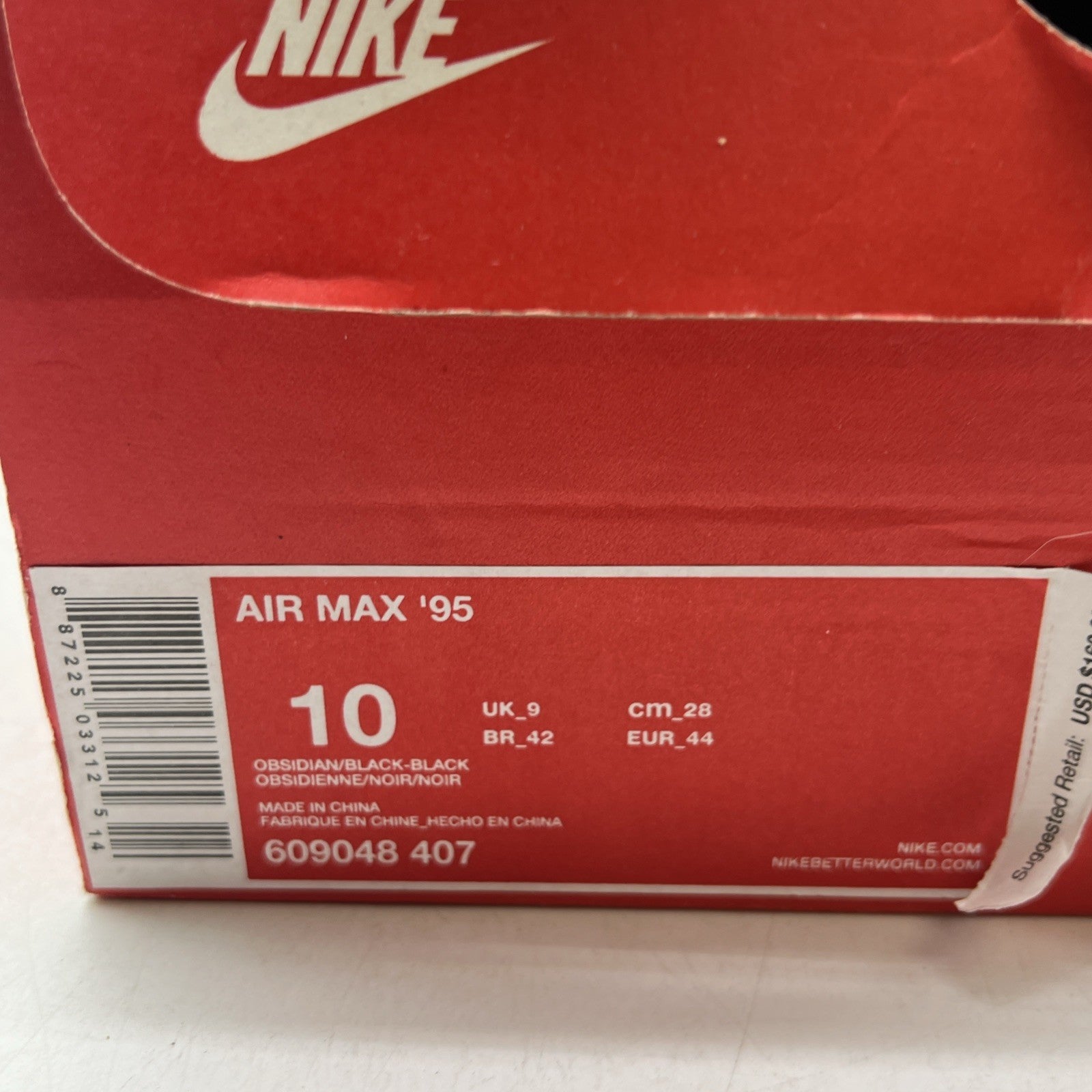Size 10 - Nike Air Max 95 Obsidian Black (609048-407)