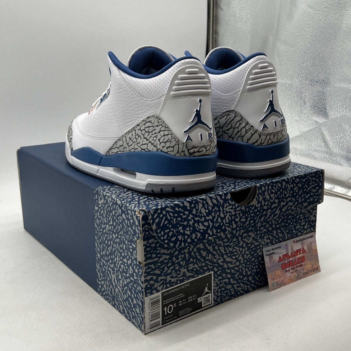 Size 10.5 - Jordan 3 Retro Mid Washington Wizards White Blue  (CT8532-148)