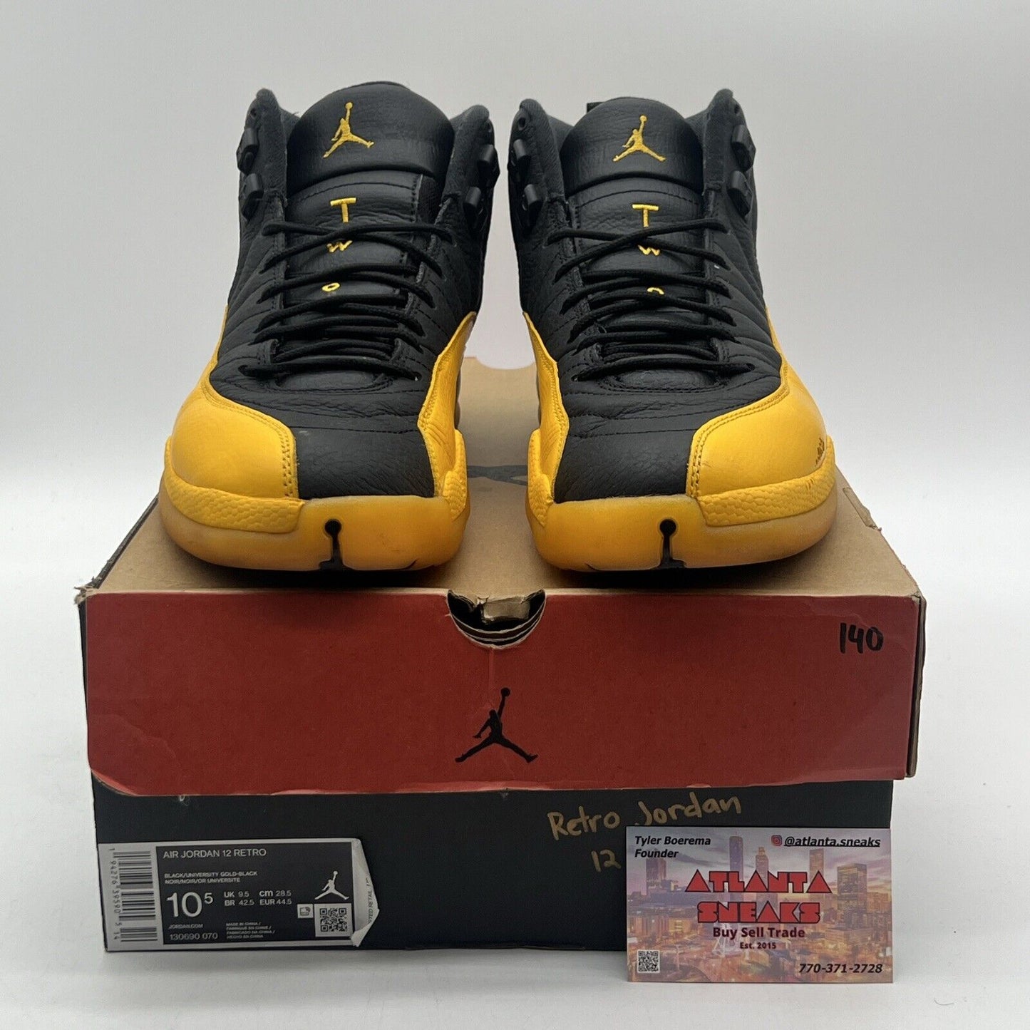 Size 10.5 - Jordan 12 Retro University Gold 2020 Black Yellow Leather 130690-070