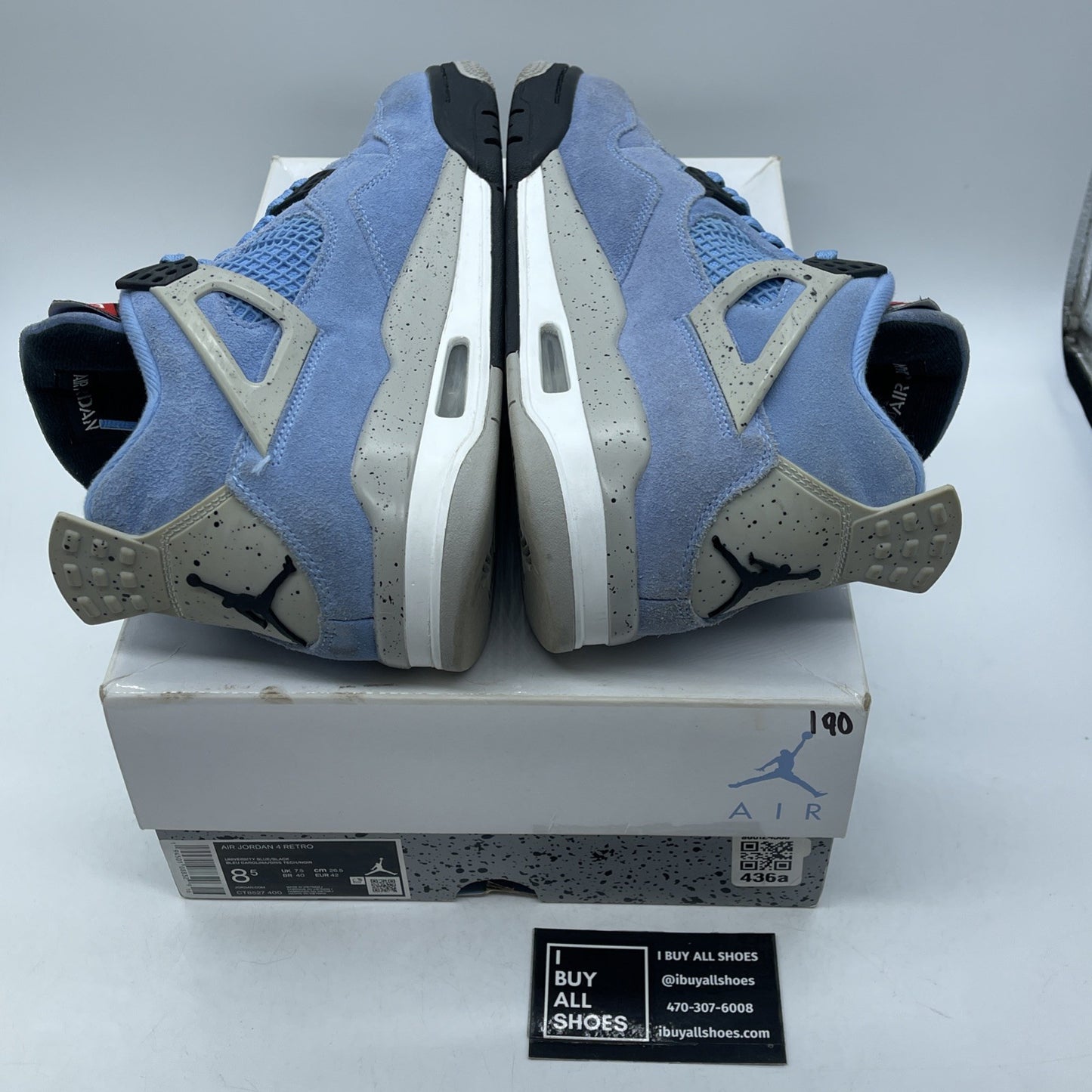 Size 8.5 - Jordan 4 Retro Black Tech Grey University Blue White (CT8527-400)