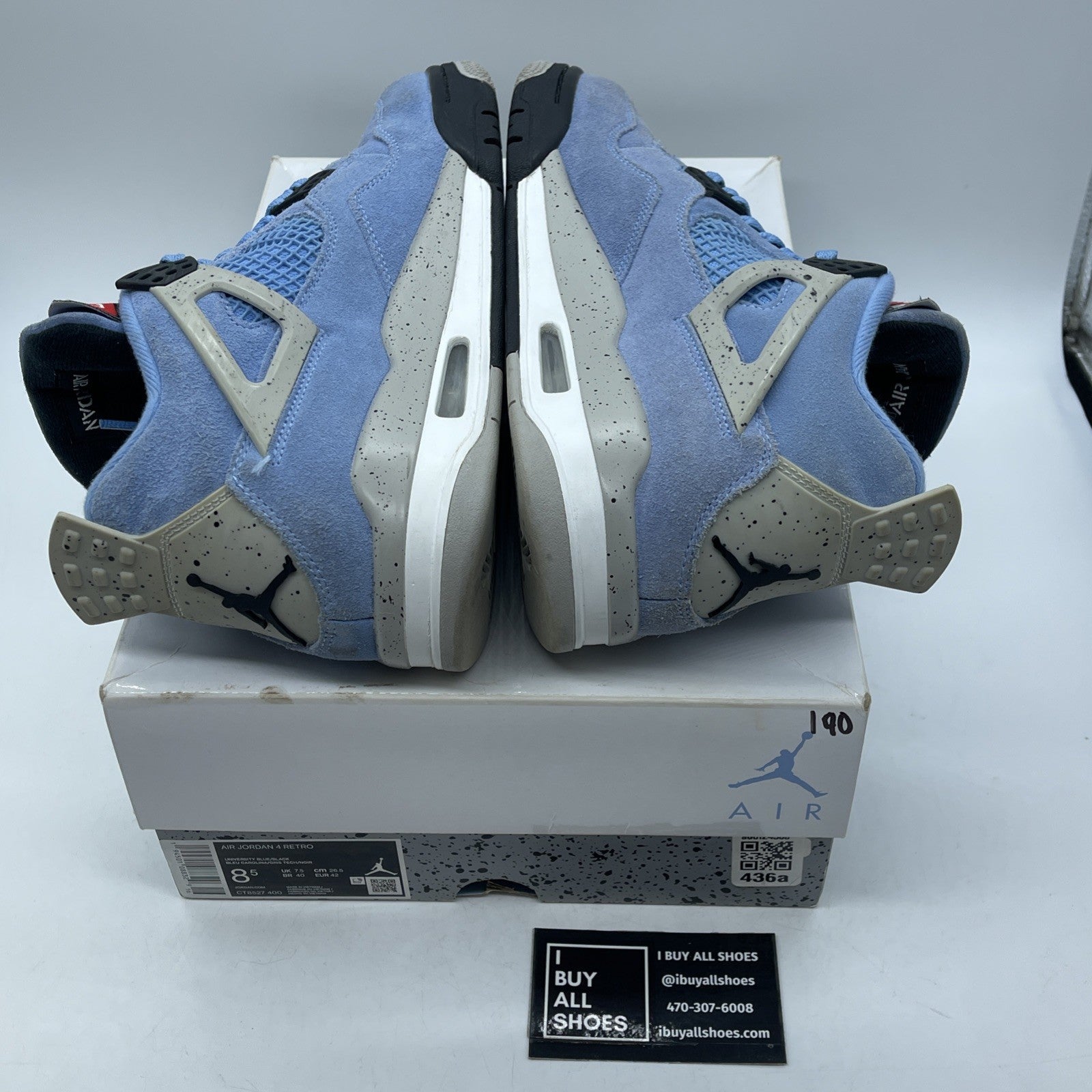 Size 8.5 - Jordan 4 Retro Black Tech Grey University Blue White (CT8527-400)