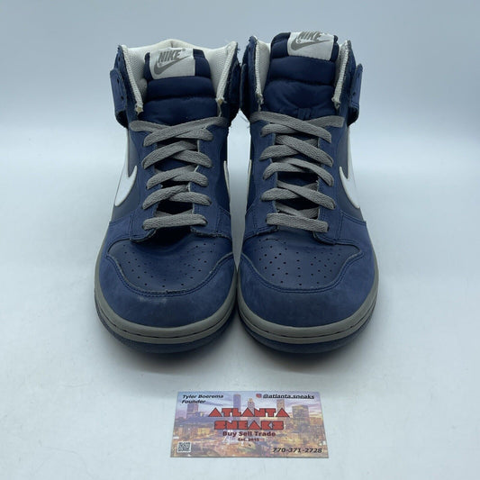 Size 10 - Nike Dunk High Blue White Grey Black Leather Suede (317982-401)
