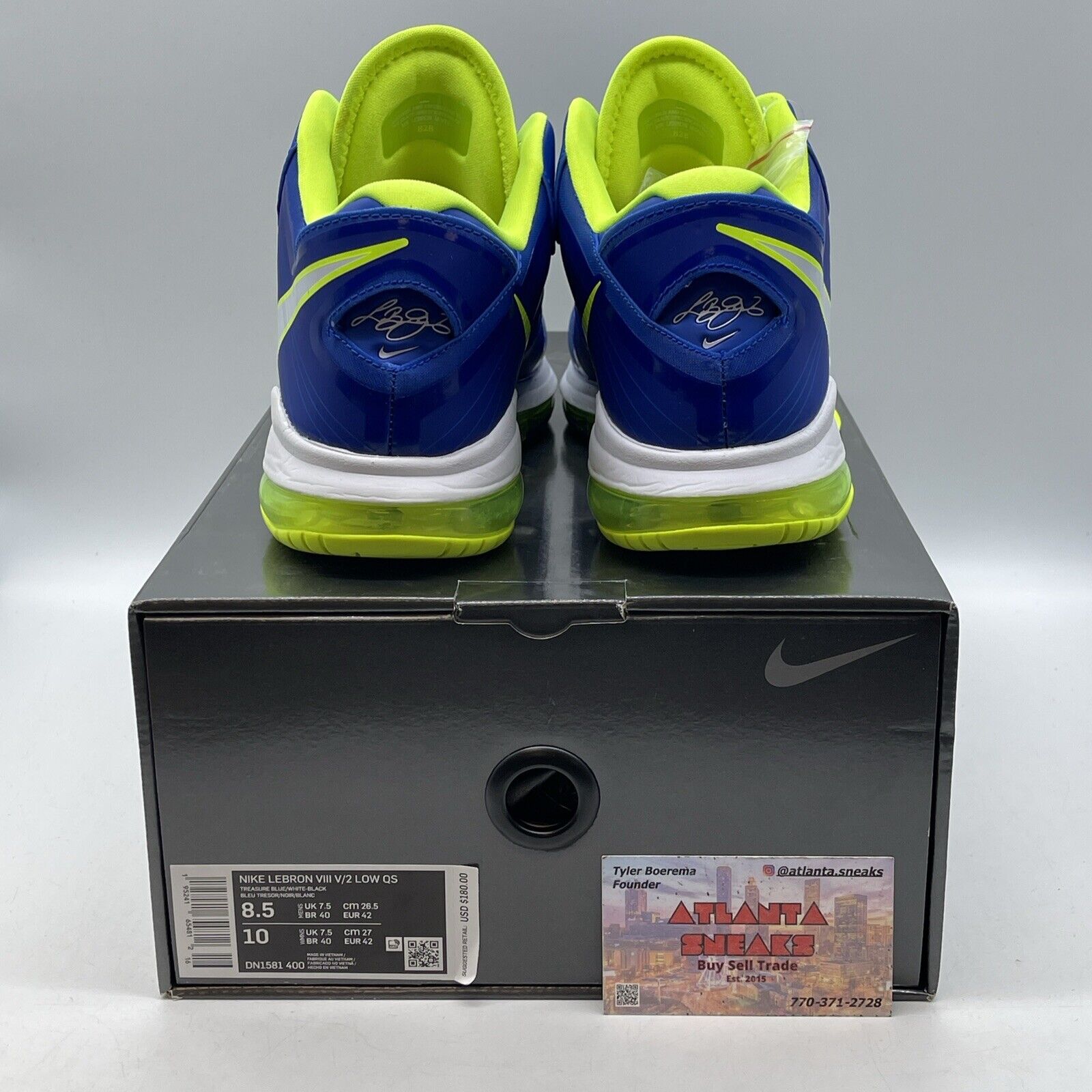 Size 8.5 - Nike LeBron 8 V/2 2021 Low Sprite Blue Neon Yellow (DN1581-400)