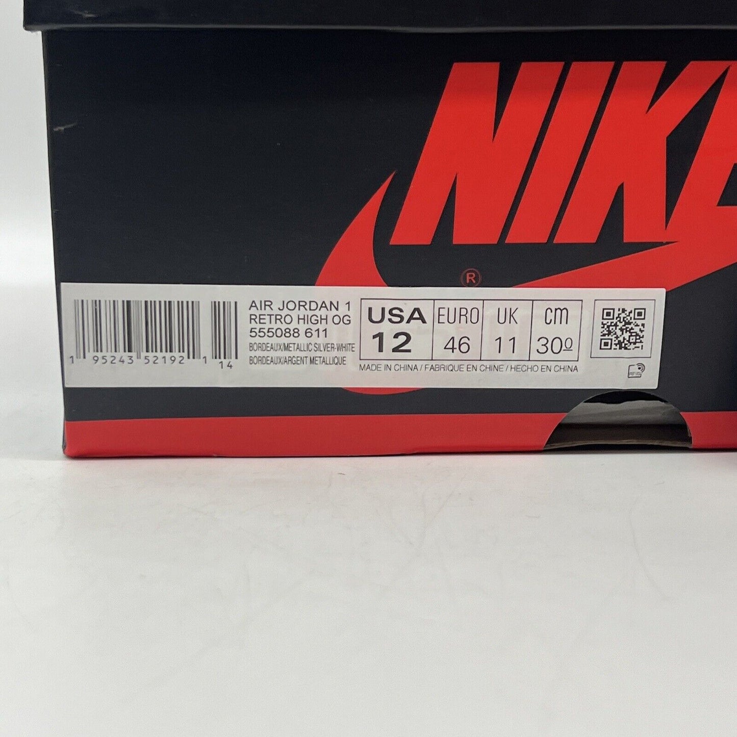 Size 12 - Jordan 1 Retro High OG Bordeaux Brand New Og All