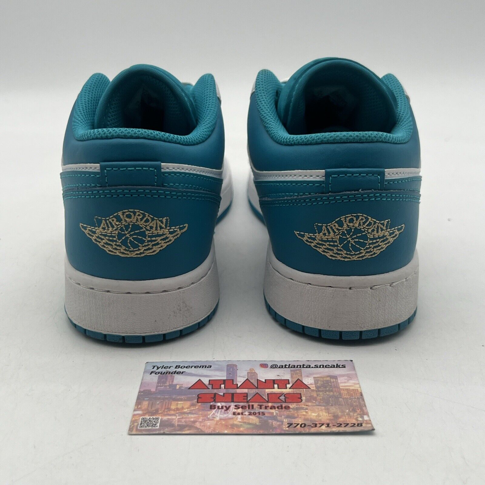 Size 7 (GS) - Jordan 1 Low Aquatone White Teal Suede Leather (553560-174)