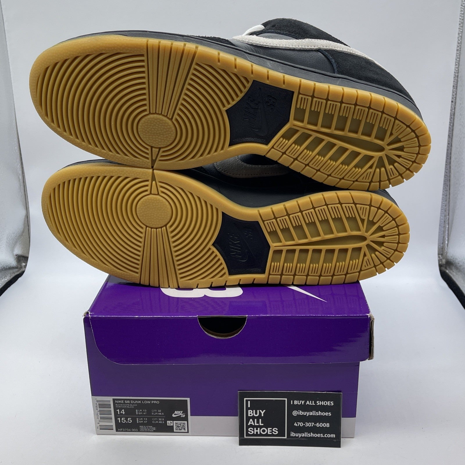 Size 14 - Nike Dunk Pro SB Low Black White Gum Suede Leather (HF3704-003)