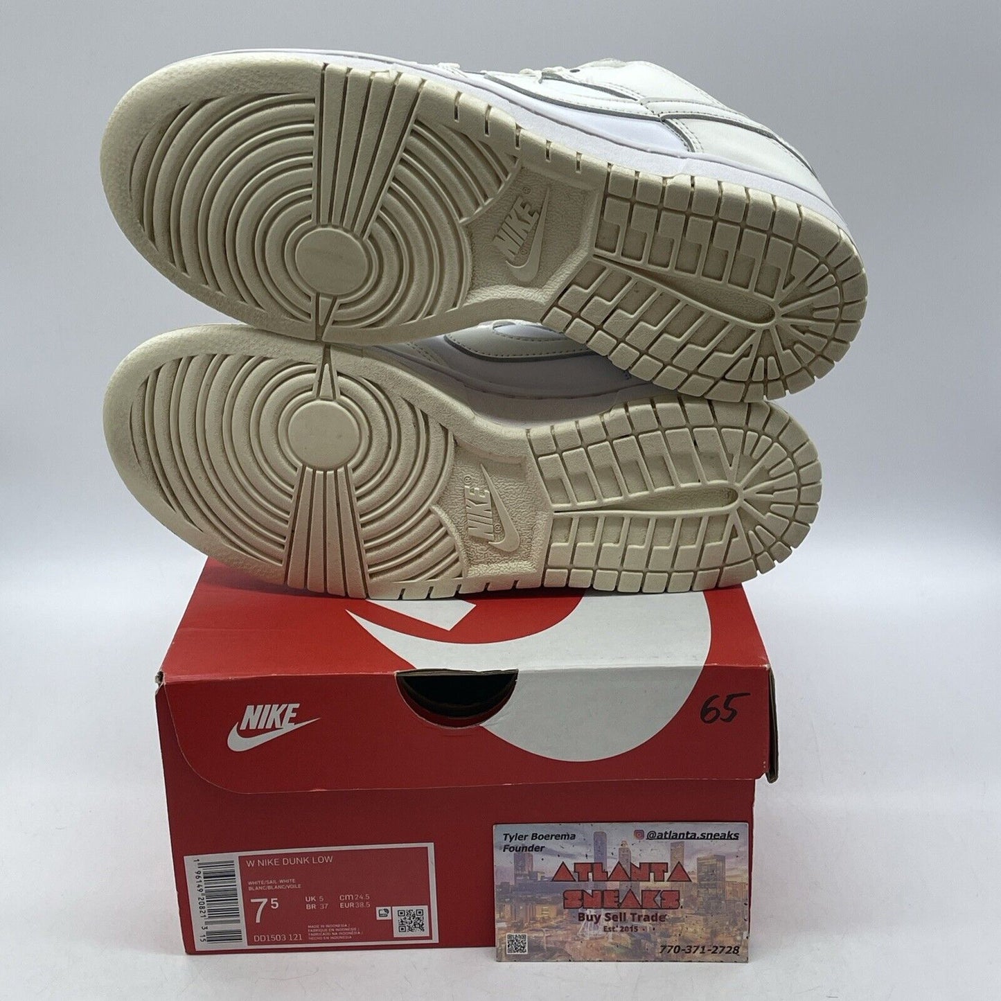 Size 7.5W - Nike Dunk Low White Sail White Leather (DD1503-121)