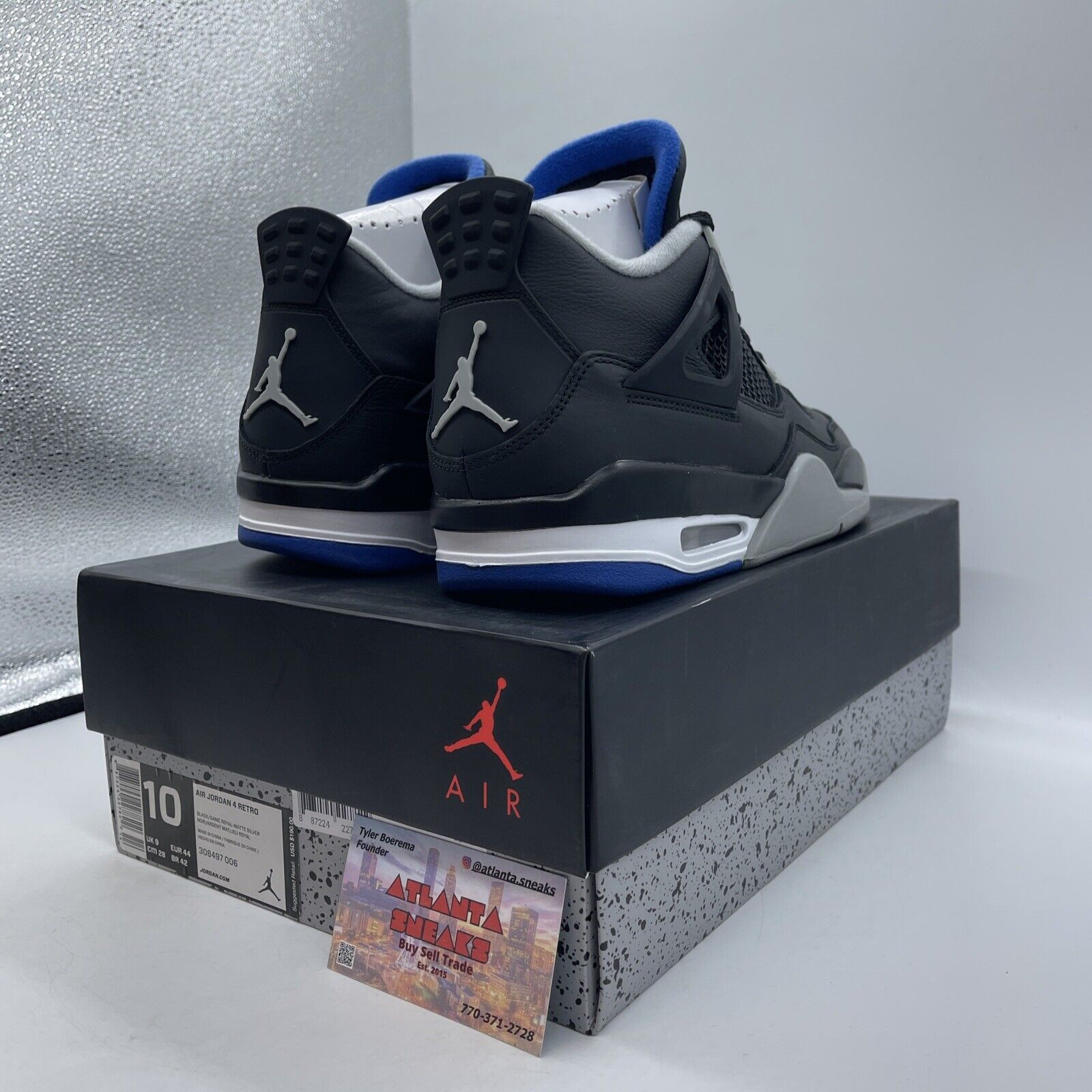 Size 10 - Jordan 4 Retro Motorsports Alternate 2017 Grey Black (308497-006)