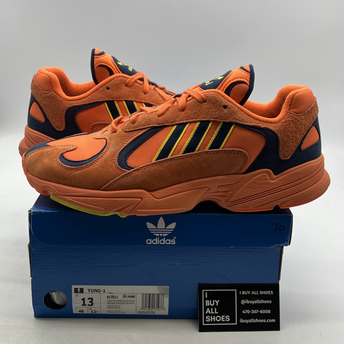 Size 13 - Adidas Yung-1 Hi-Res Orange (B37613)