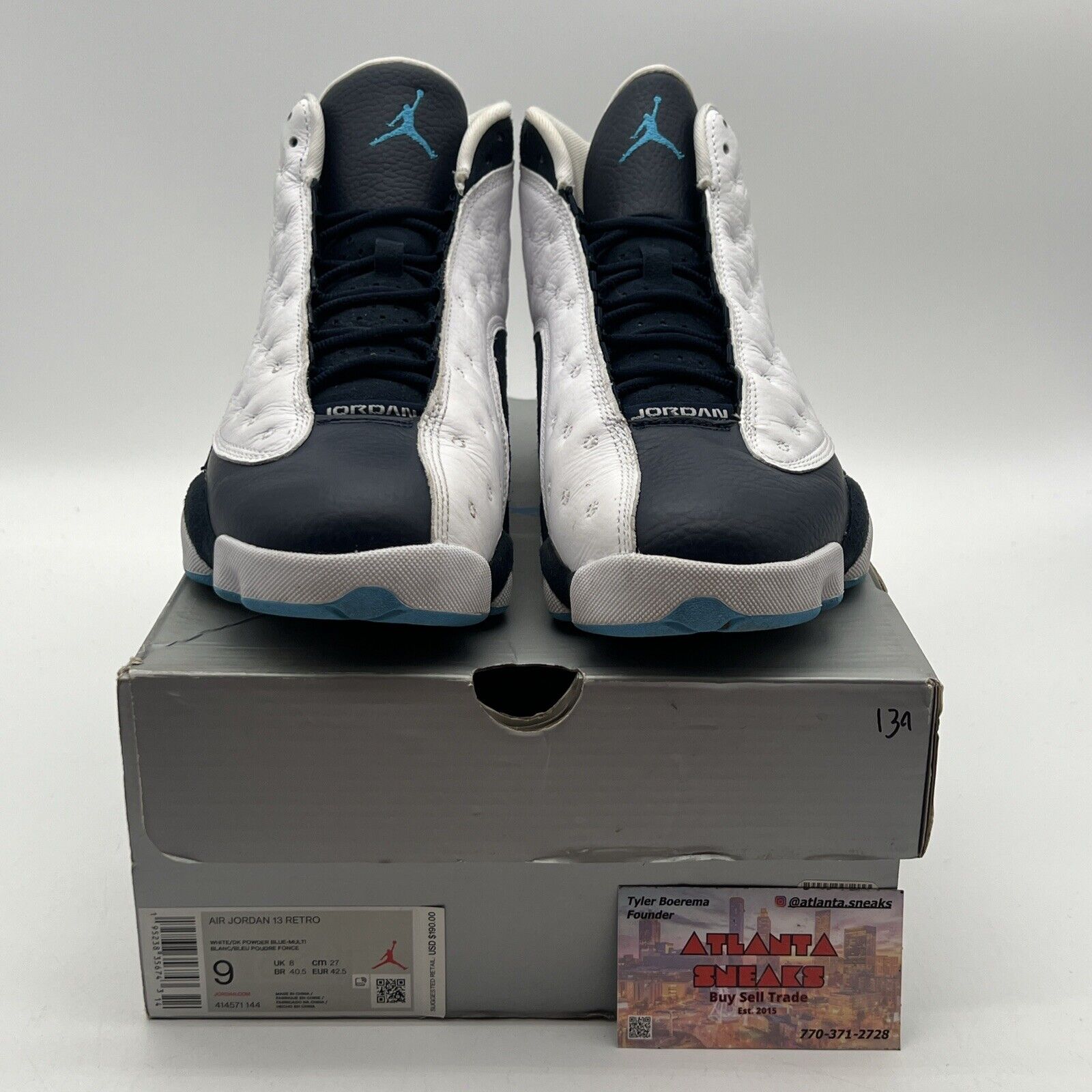 Size 9 - Jordan 13 Retro Obsidian White Navy Blue Leather (415571-144)