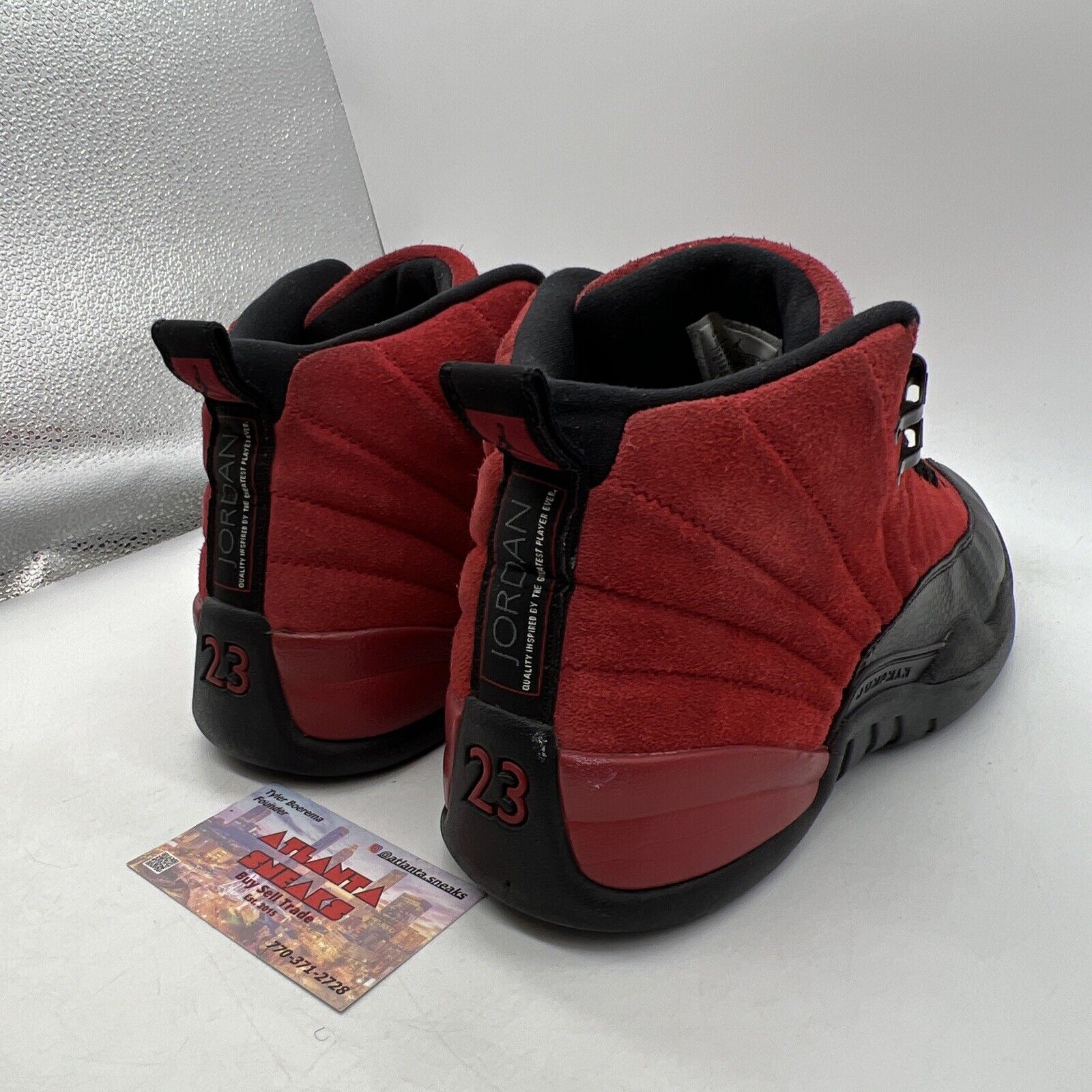 Size 10 - Jordan 12 Retro Reverse Flu Game 2020 Black Red Suede (CT8013-602)