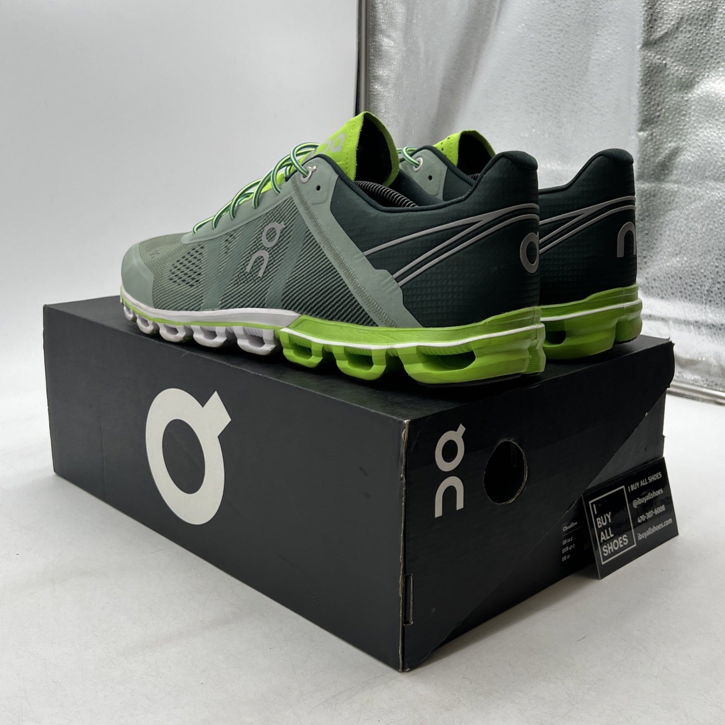 Size 12.5 - ON Cloudflow womens running shoes Moss/Lime