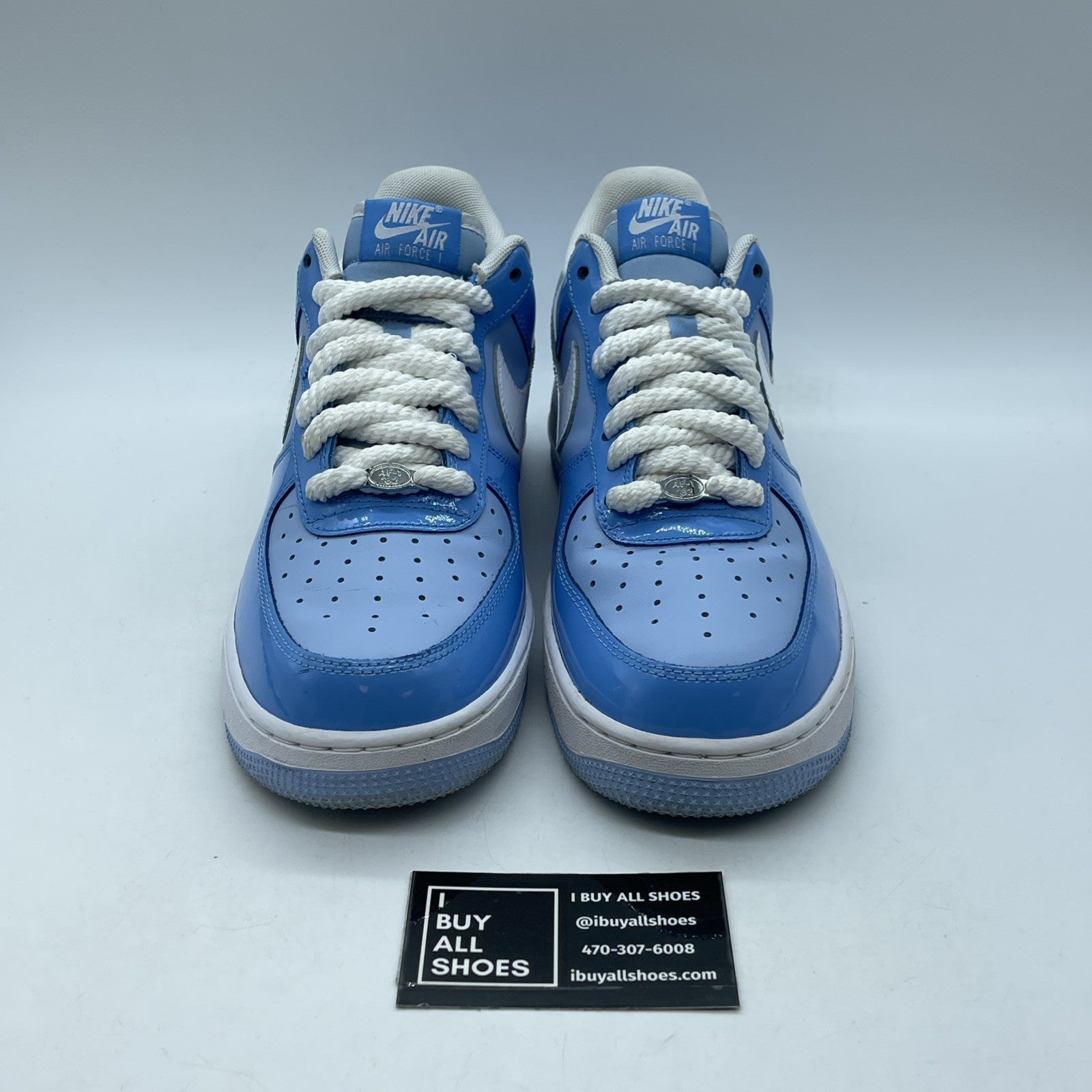 Size 9.5 - Nike Air Force 1 '07 LV8 Psychic Blue Patent Blue White (HV9405-400)