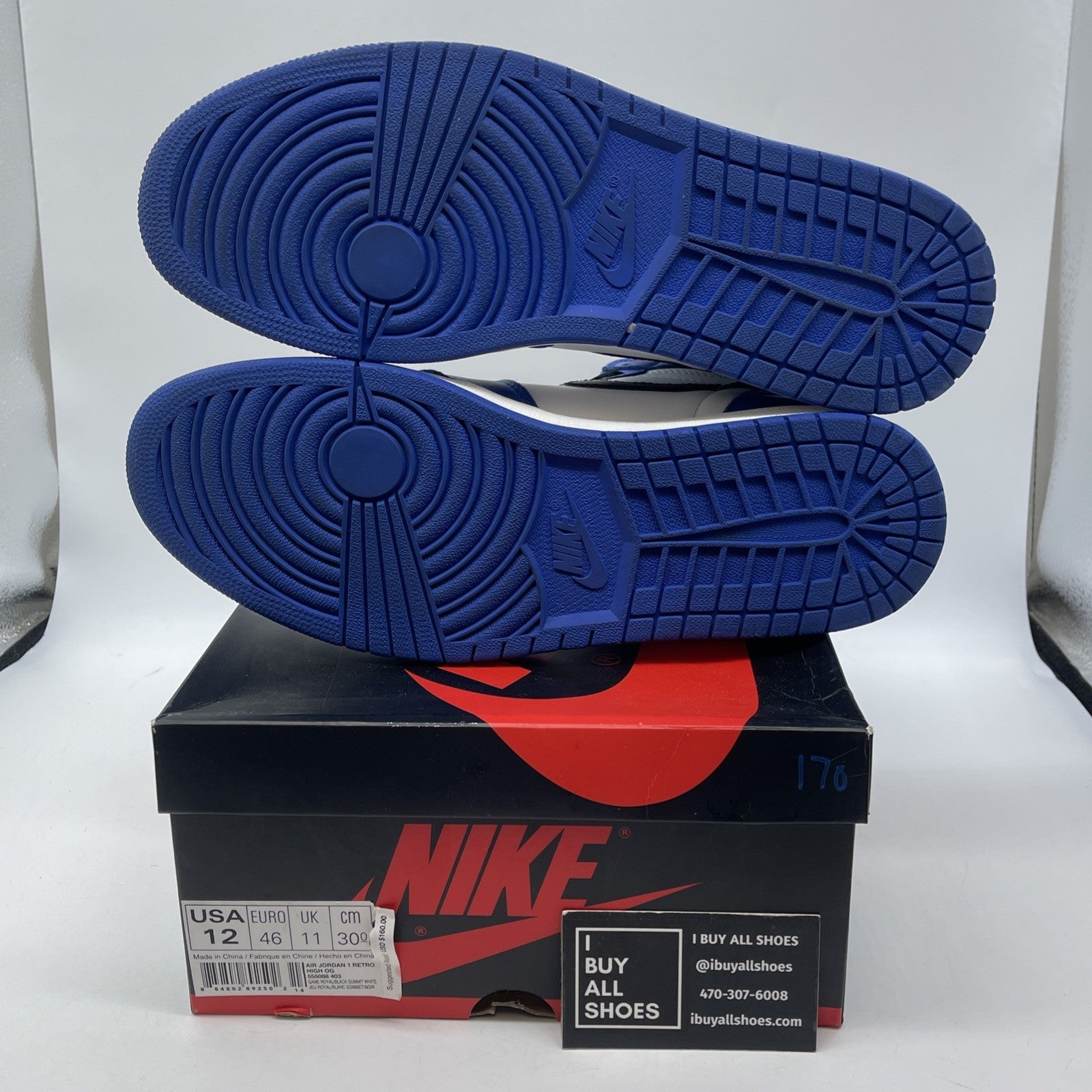 Size 12 - Jordan 1 Retro High OG Game Royal 2018 Blue Black Leather (555088-403)