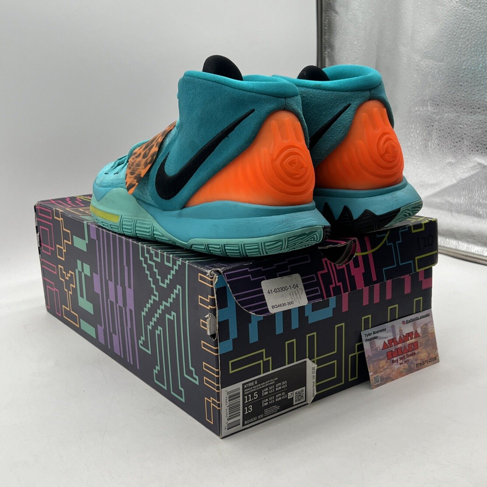 Size 11.5 - Nike Kyrie 6 Oracle Aqua Black Orange Aqua (BQ4630-300)