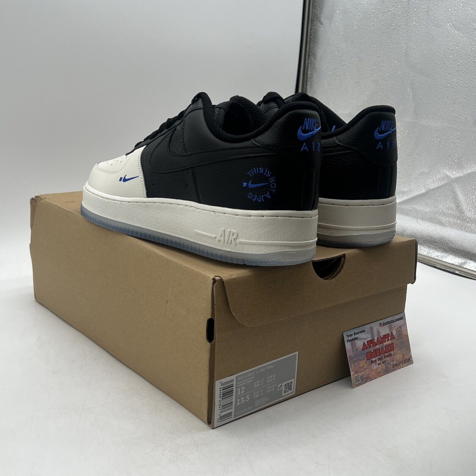 Size 12 - Nike Air Force 1 Low TINAJ Black White Blue (FQ2103-003)