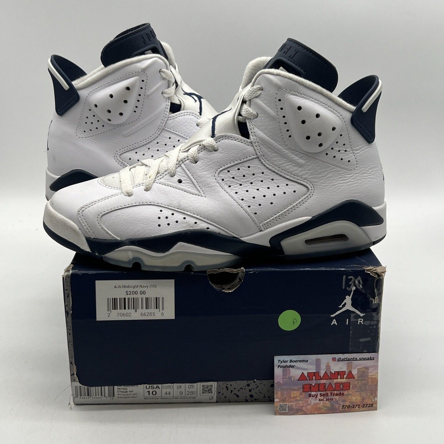 Size 10 - Jordan 6 Retro Midnight Navy White Leather (CT8529-141)