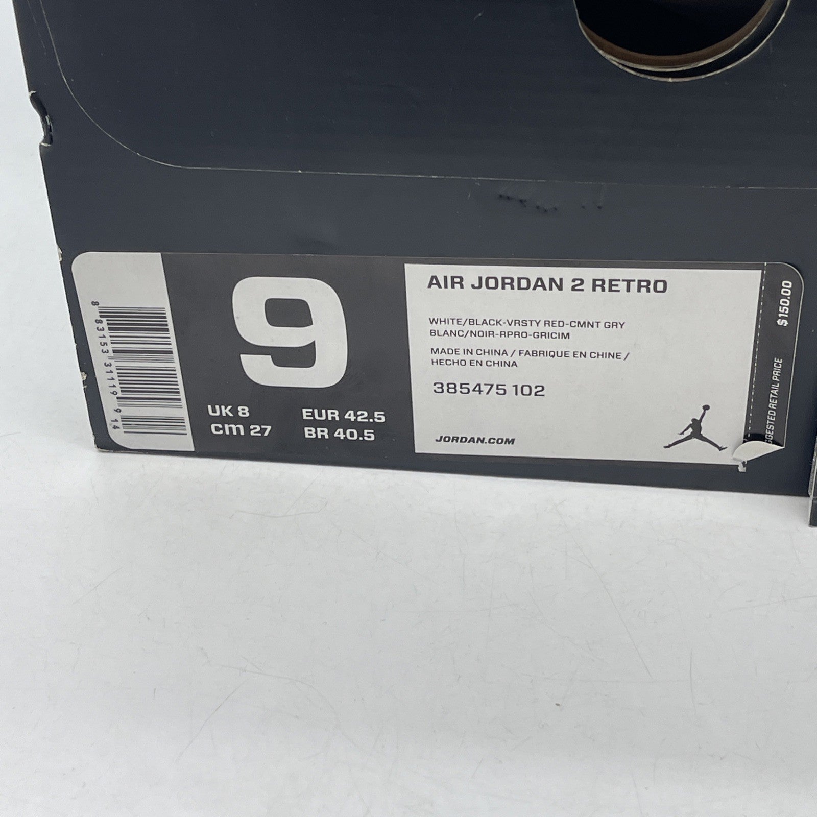 Size 9 - Air Jordan 2 Retro Chicago Home (385475-102)