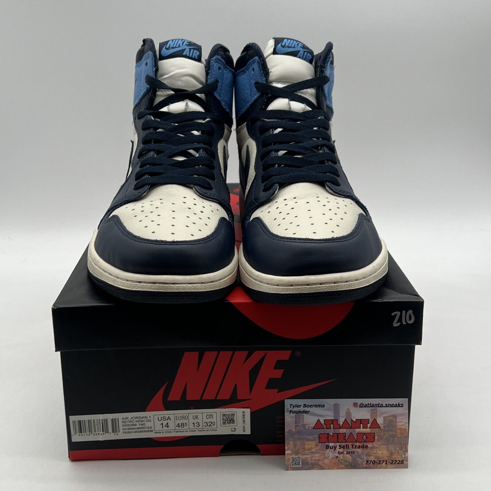 Size 14 - Jordan 1 Retro OG High Obsidian UNC 2019 (555088-140)