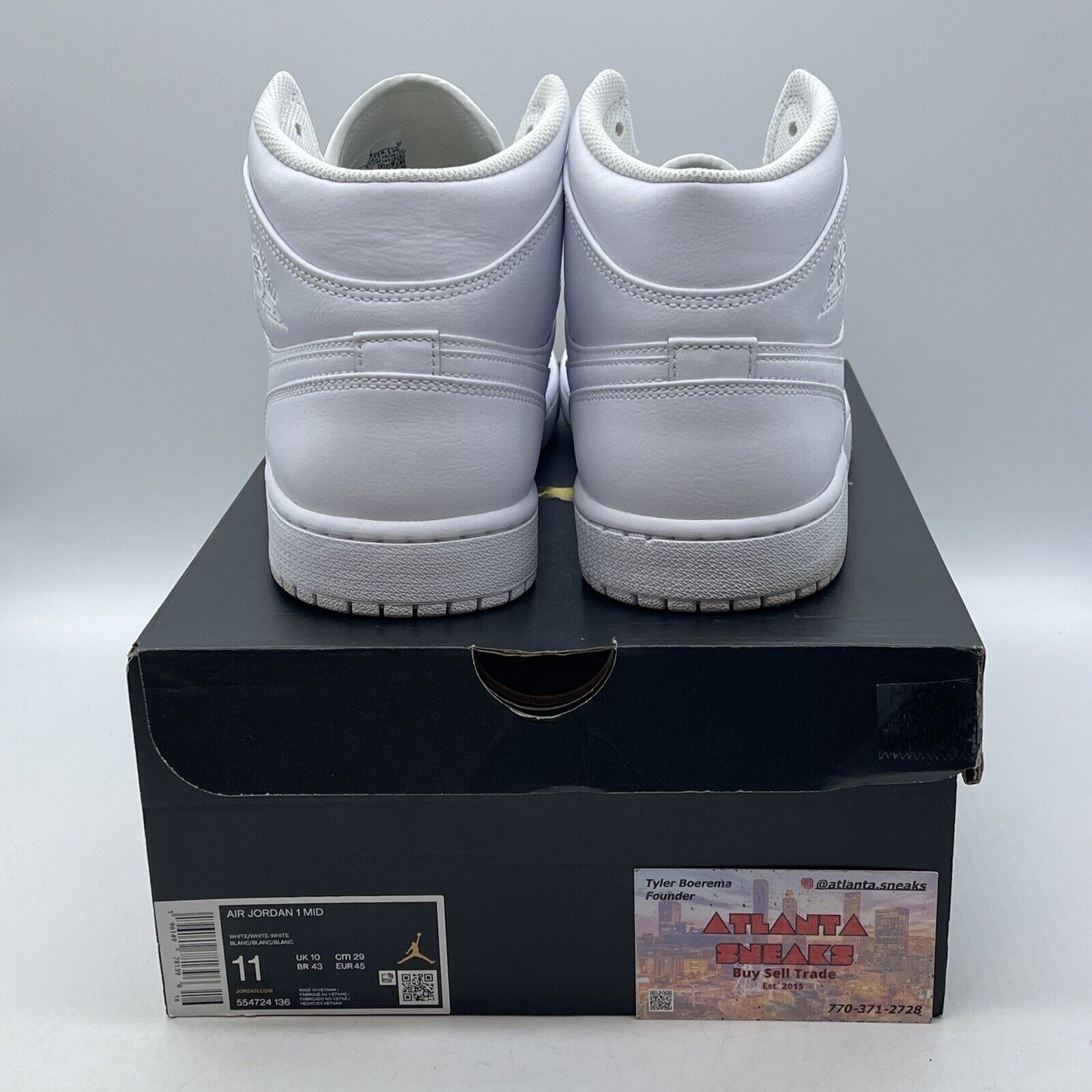 Size 11 - Jordan 1 Mid Triple White Leather (554724-136)