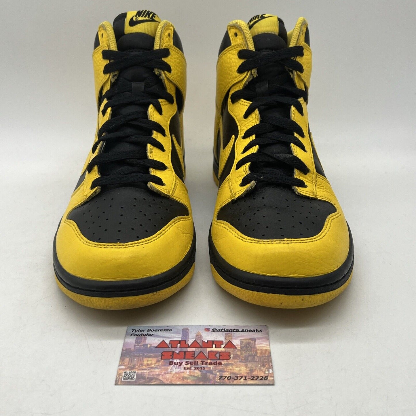 Size 10 - Nike Dunk High Black Varsity Maize Black Leather (317982-043)