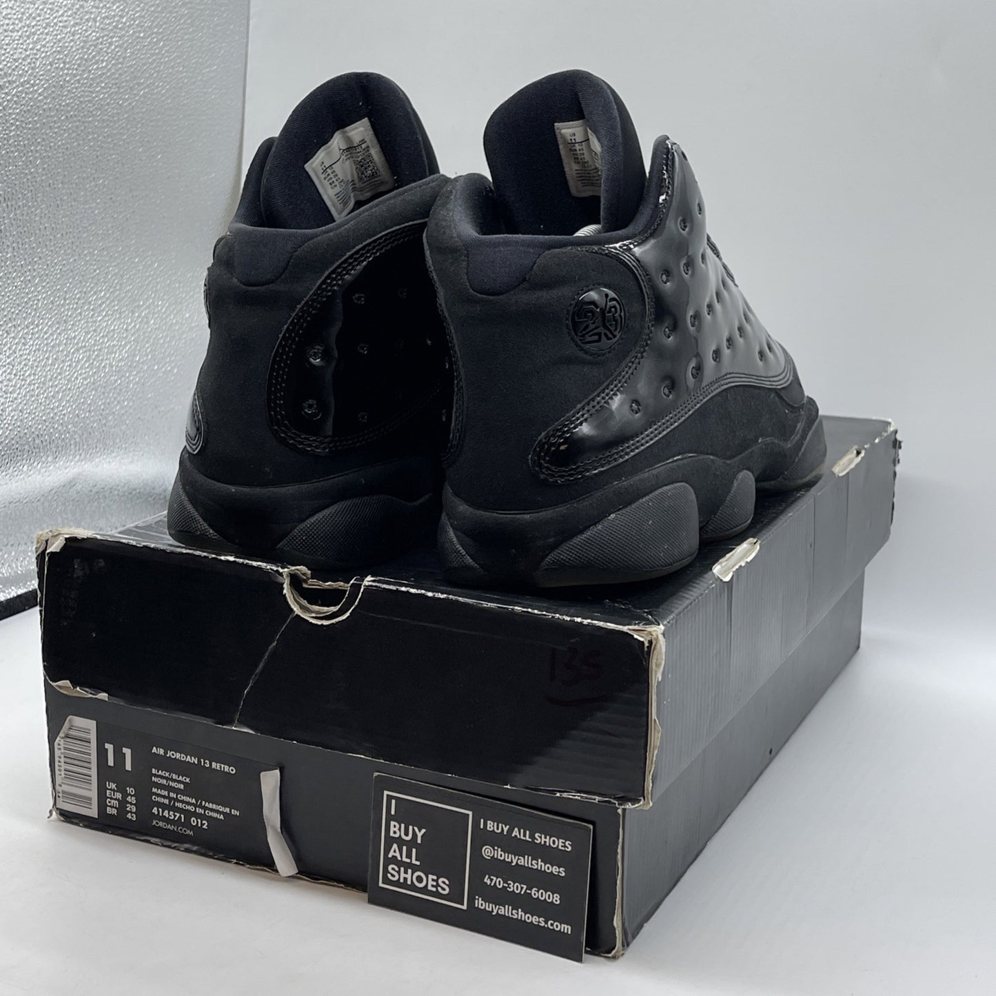 Size 11 - Air Jordan 13 Retro Cap and Gown Black Suede Leather (414571-012)