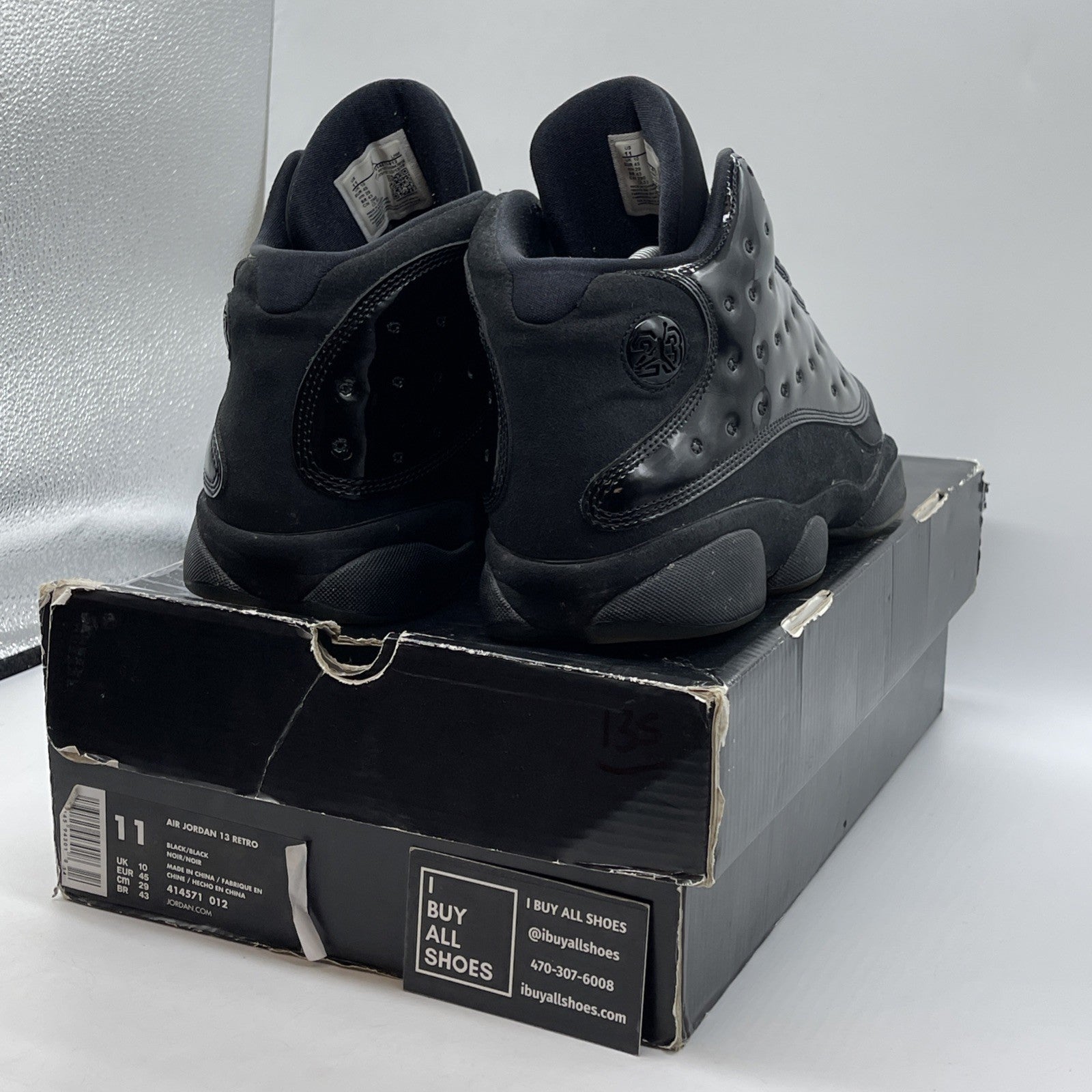 Size 11 - Air Jordan 13 Retro Cap and Gown Black Suede Leather (414571-012)
