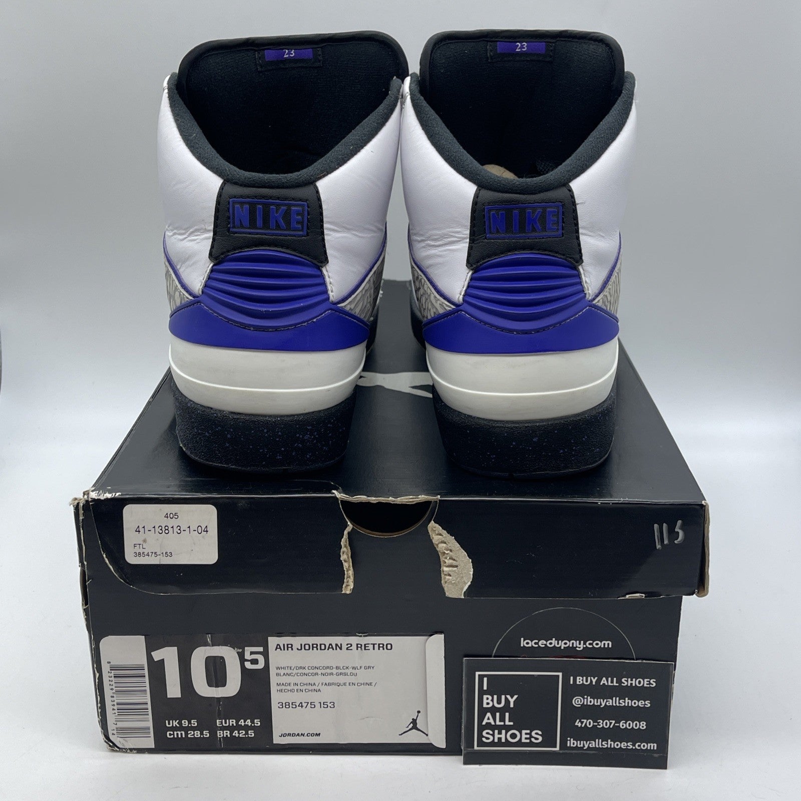 Size 10.5 - Air Jordan 2 Retro Concord White Purple Grey Suede (385475-153)