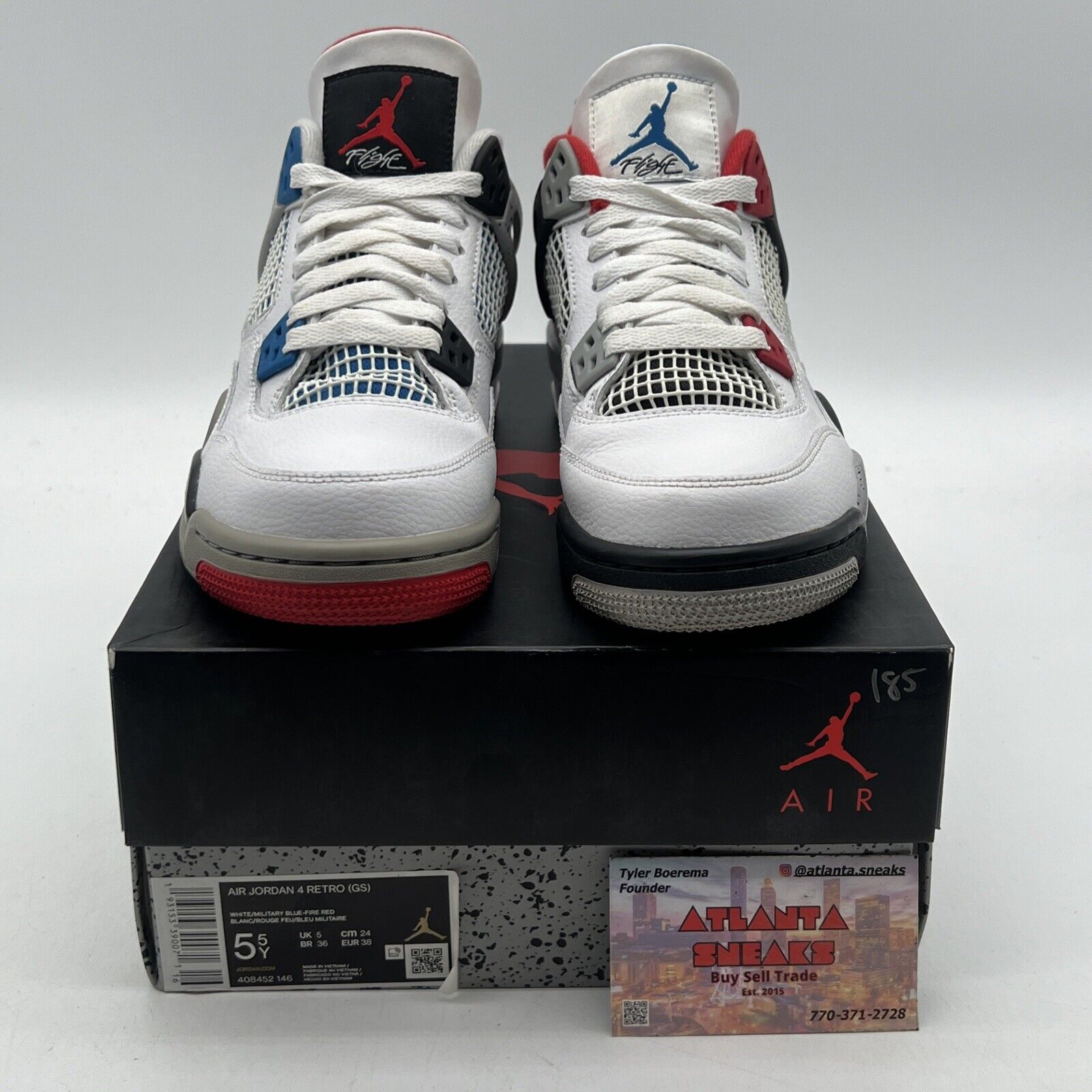 Size 5.5Y - Jordan 4 Retro SE Mid What The 4 White Blue Red Black (408452-146)