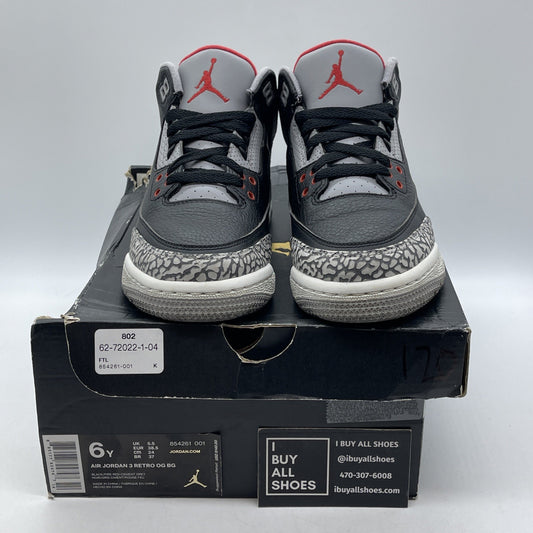 Size 6Y (GS) - Jordan 3 Retro OG 2018 Mid Black Cement Leather (854261-001)