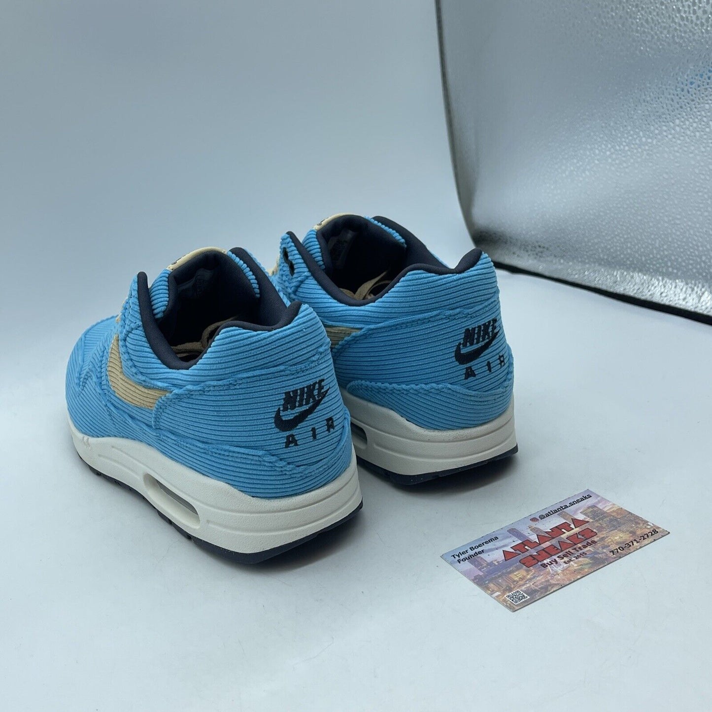 Size 9 - Nike Air Max 1 Premium Baltic Blue Corduroy Brown Suede (FB8915-400)