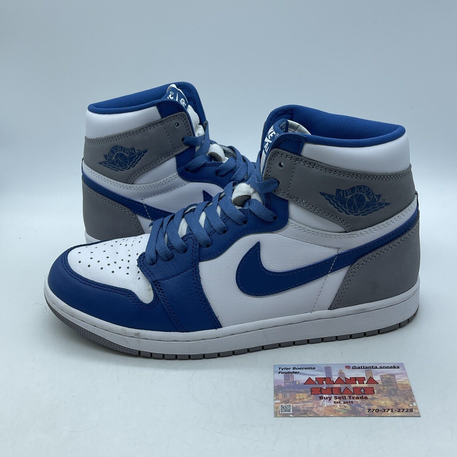 Size 10 - Jordan 1 Retro OG High True Blue White Leather Grey Suede (DZ5485-410)