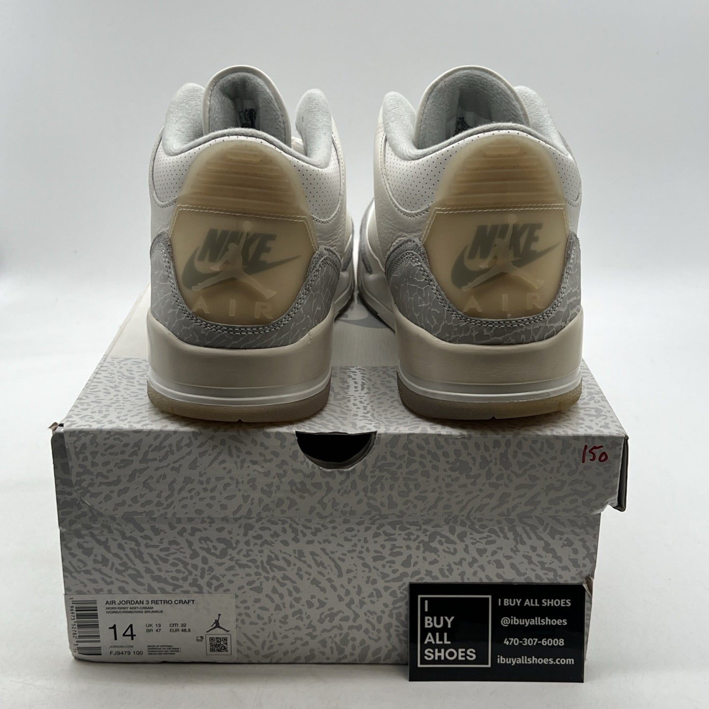 Size 14 - Air Jordan 3 Retro Craft Ivory/Grey White Leather (FJ9579-100)