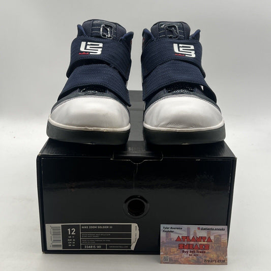 Size 12 - Nike LeBron Zoom Soldier 3 White Midnight Navy (354815-141)