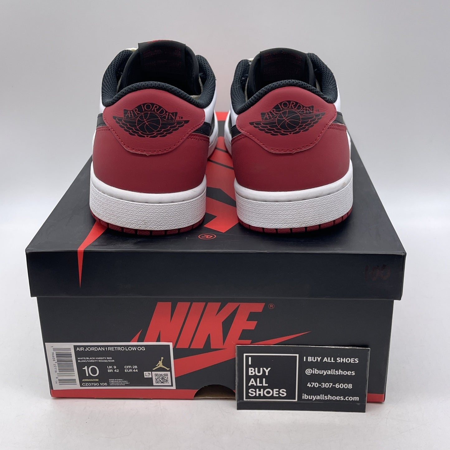 Size 10 - Air Jordan 1 Retro OG Low Black Toe (CZ0790-106)