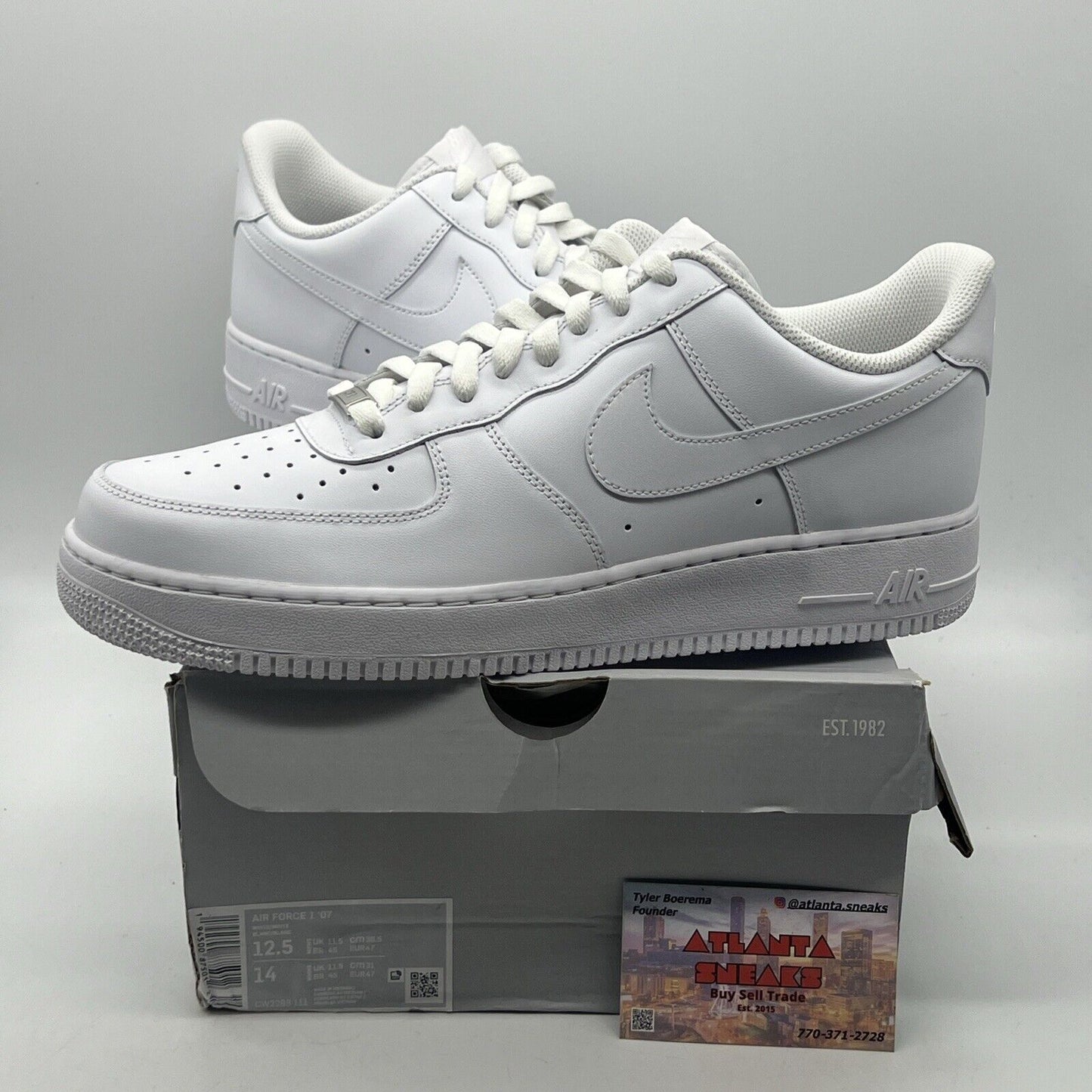 Size 12.5 - Nike Air Force 1 '07 Low Triple White Leather (CW2288-111)